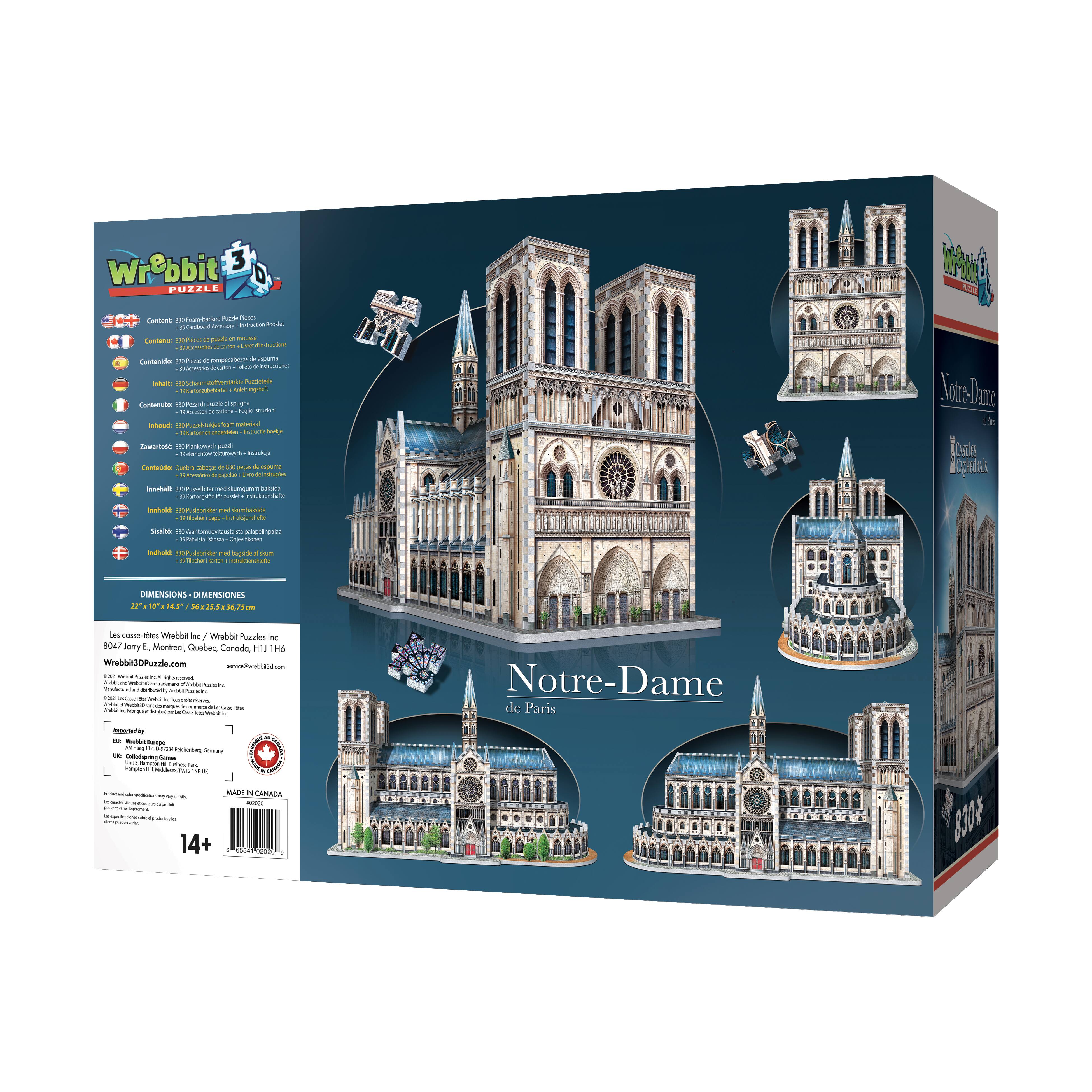 Castles & Cathedrals - Notre-Dame de Paris 3D Puzzle: 830 Pcs
