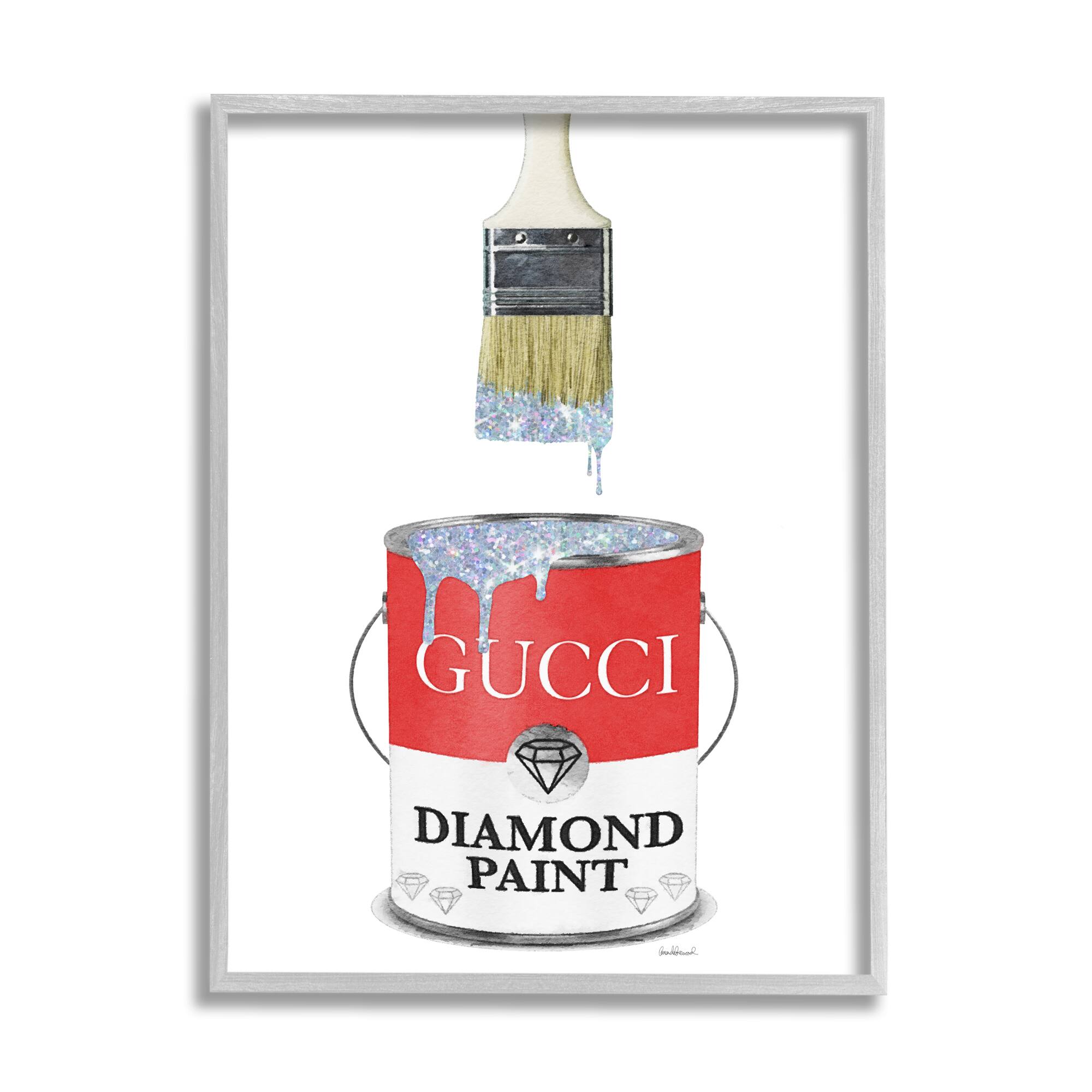 Stupell Industries Diamond Paint Fashion Pop Container Designer Glam Red Framed Wall Art
