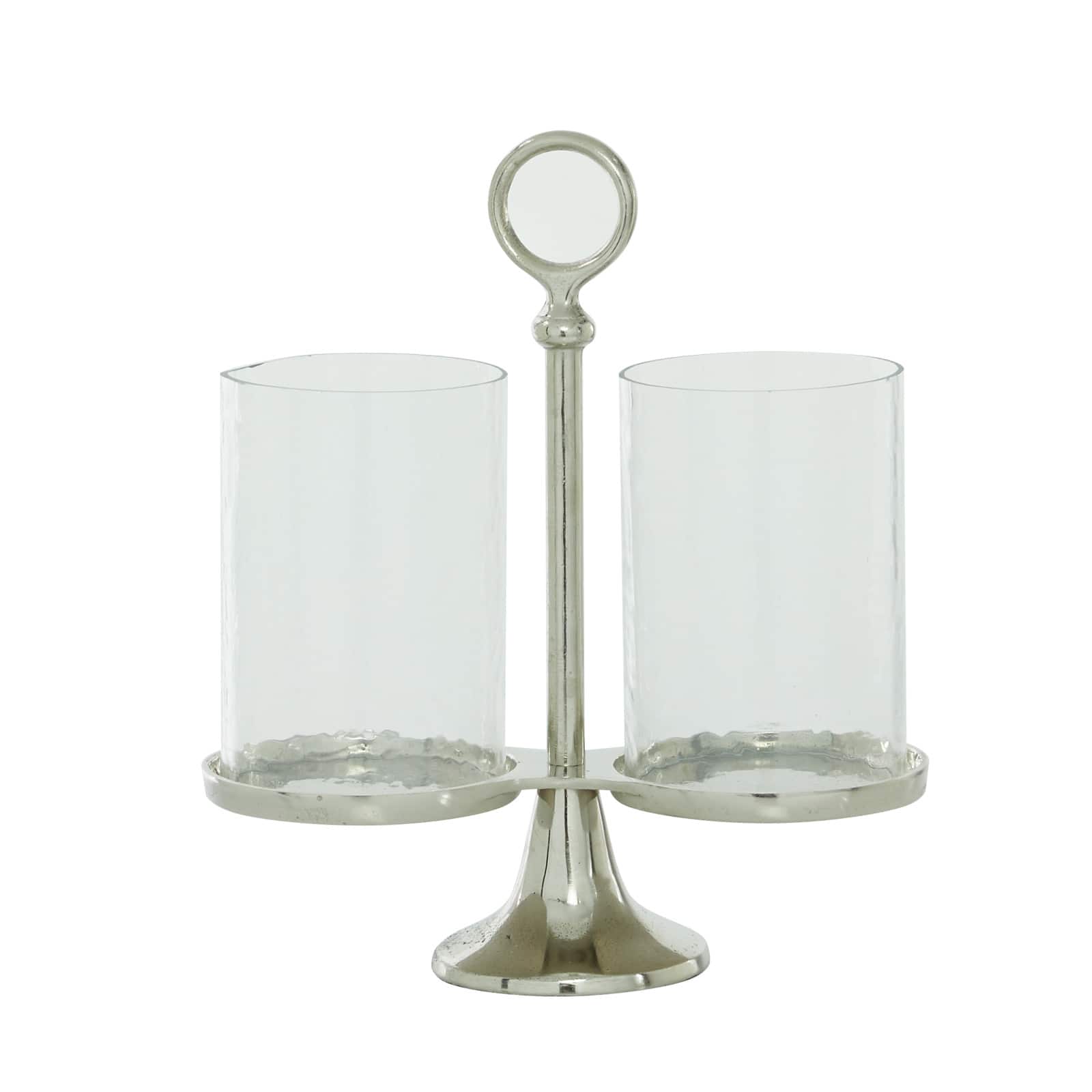 14" Silver Aluminum Traditional Candle Holder Lantern