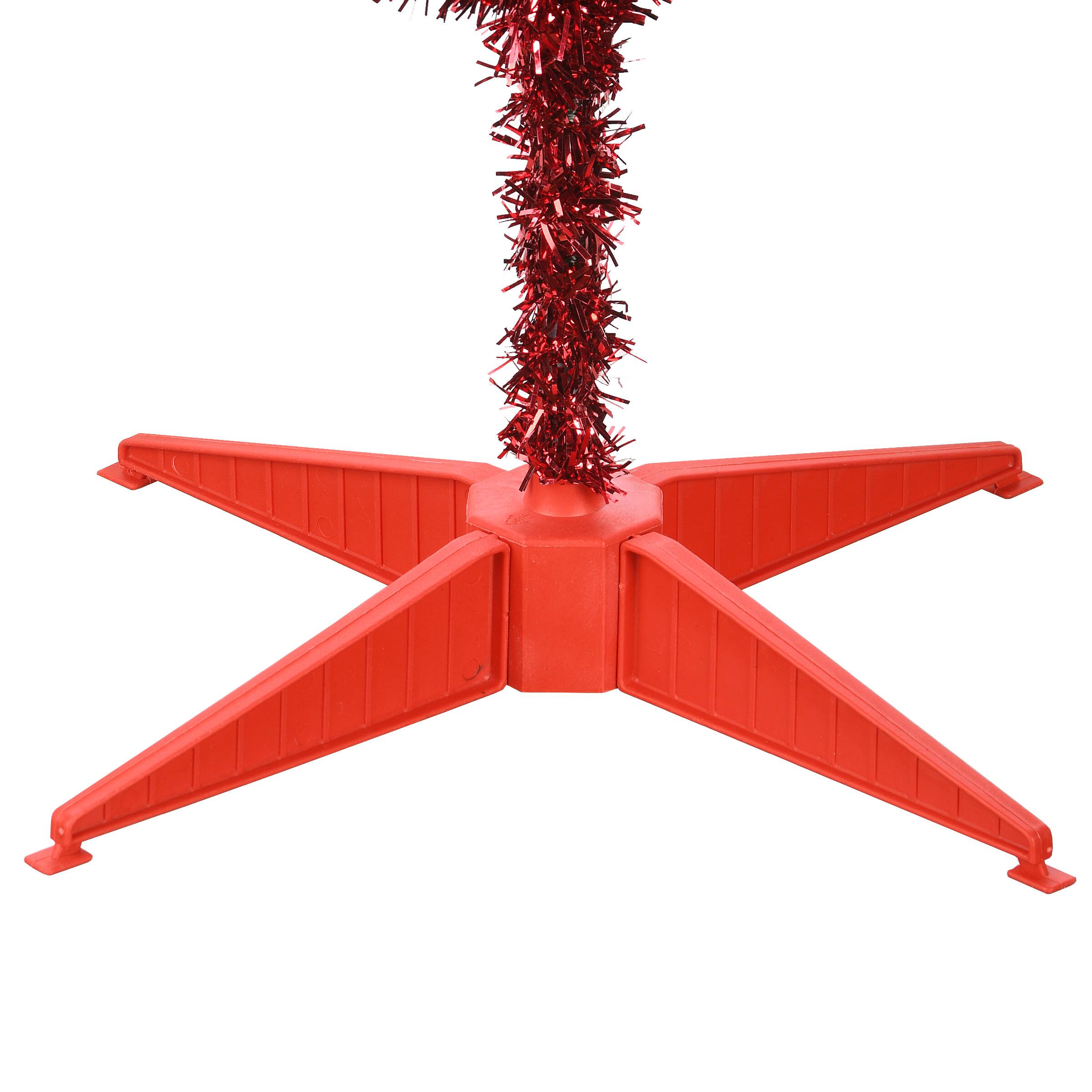 4ft. Pre-Lit Red Tinsel Artificial Christmas Tree, Clear Lights