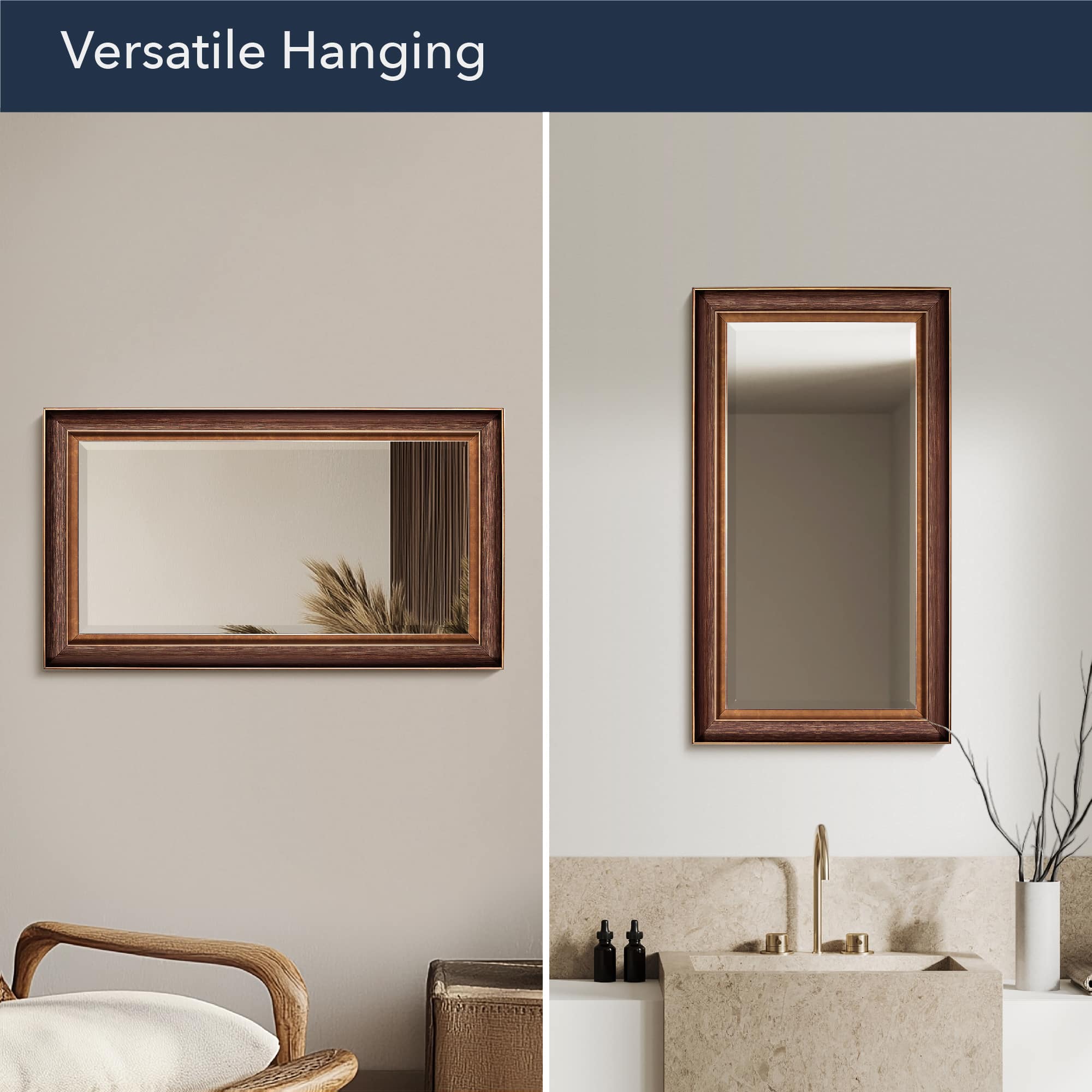 Head West 27.5" Bronze & Copper Oil-Rubbed Framed Wall Mirror