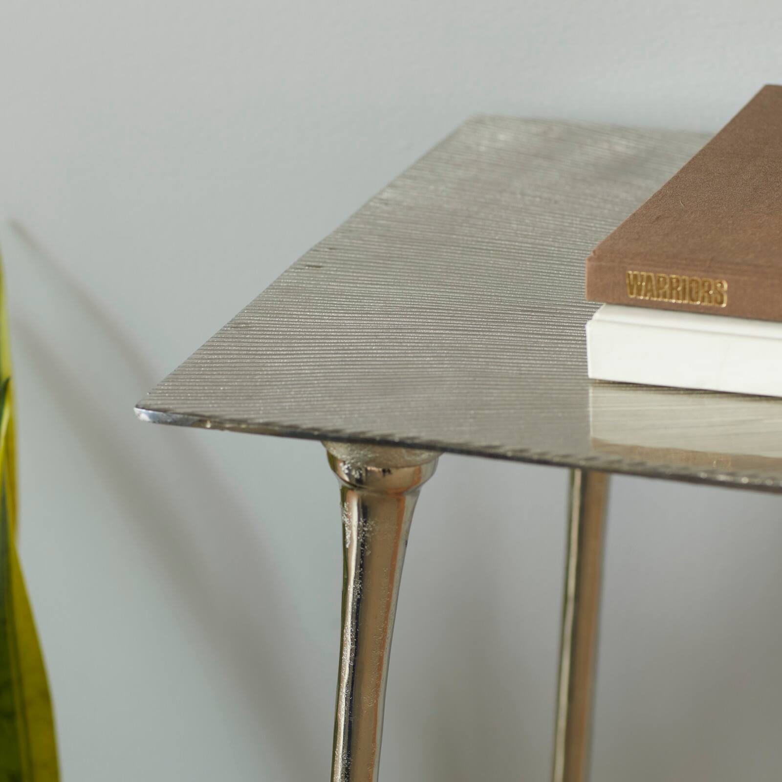 Silver Aluminum Glam Console Table, 50&#x22; x 15&#x22; x 31&#x22;