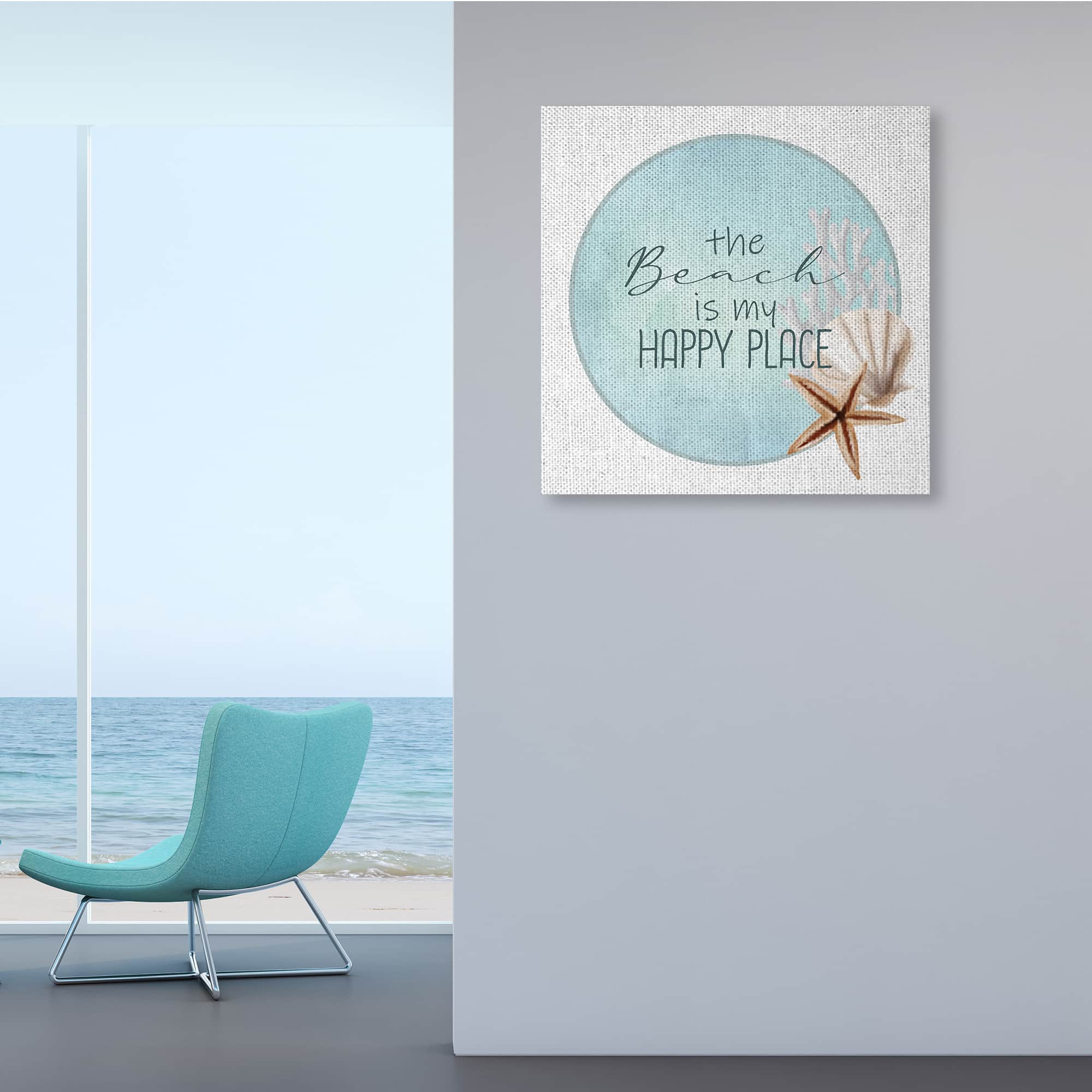 Stupell Industries Beach is my Happy Place Shell Starfish Wall Art