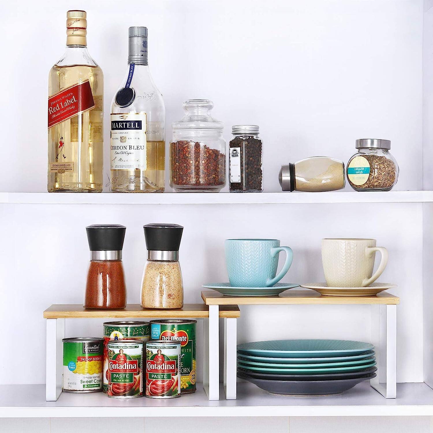 Bamboo Kitchen Cabinet & Counter Shelf Organizer