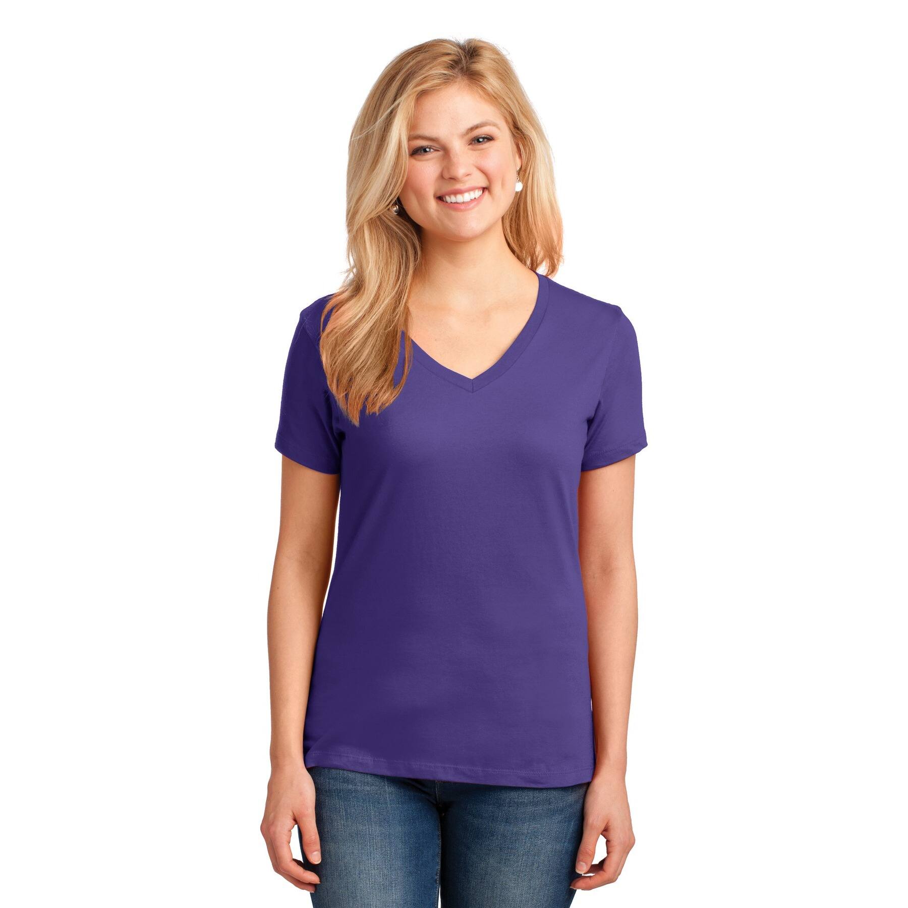 Port & Company® Brights Core Cotton V-Neck Ladies T-Shirt