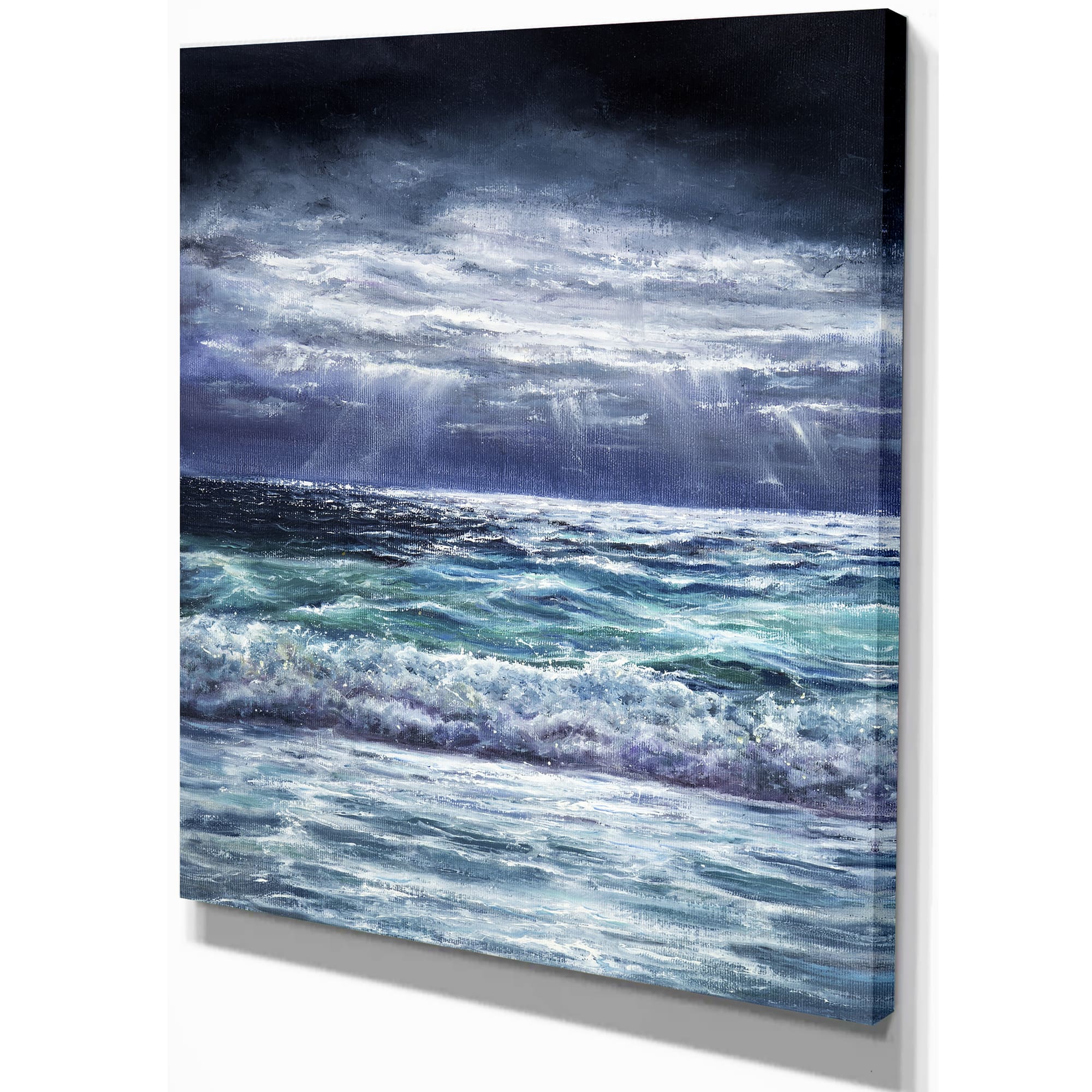 Designart - Ocean storm waves - Sea & Shore Painting Print on Wrapped Canvas