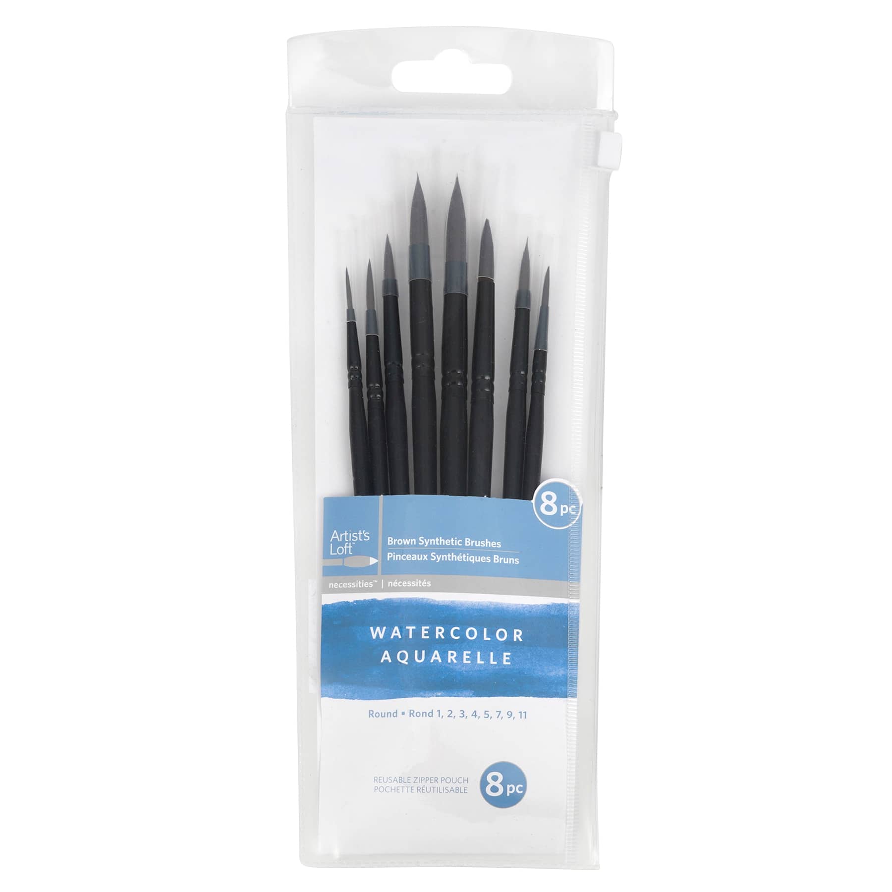 12 Packs: 8 ct. (96 total) Necessities&#x2122; Natural Hair Watercolor Round Brush Set  by Artist&#x27;s Loft&#x2122;