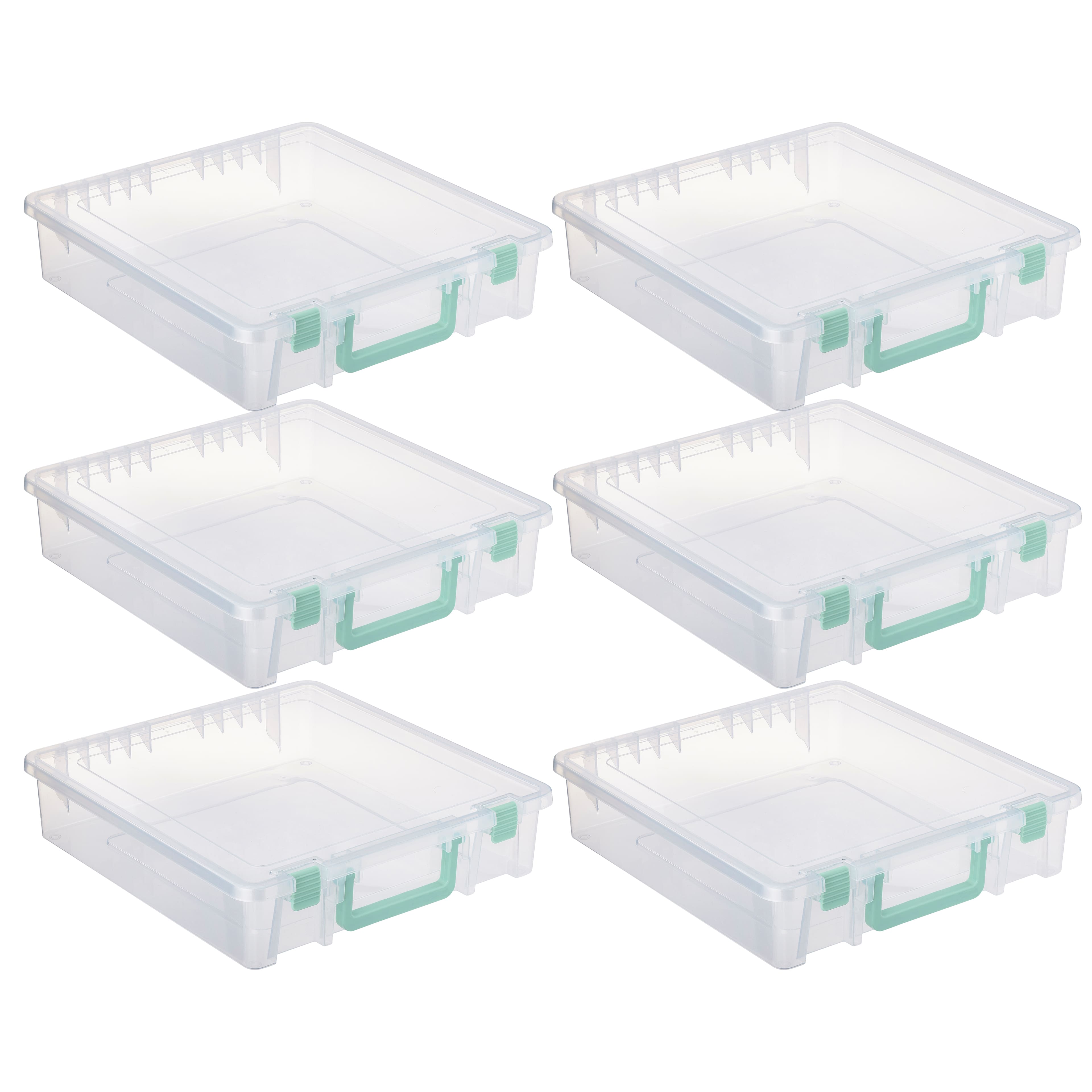 iBune 6 Pack 12x12 Paper Storage, Scrapbook Storage Box for 12 x 12 Paper, Portable Slim Project Case Plastic Craft Paper Storage Box, Inner Size