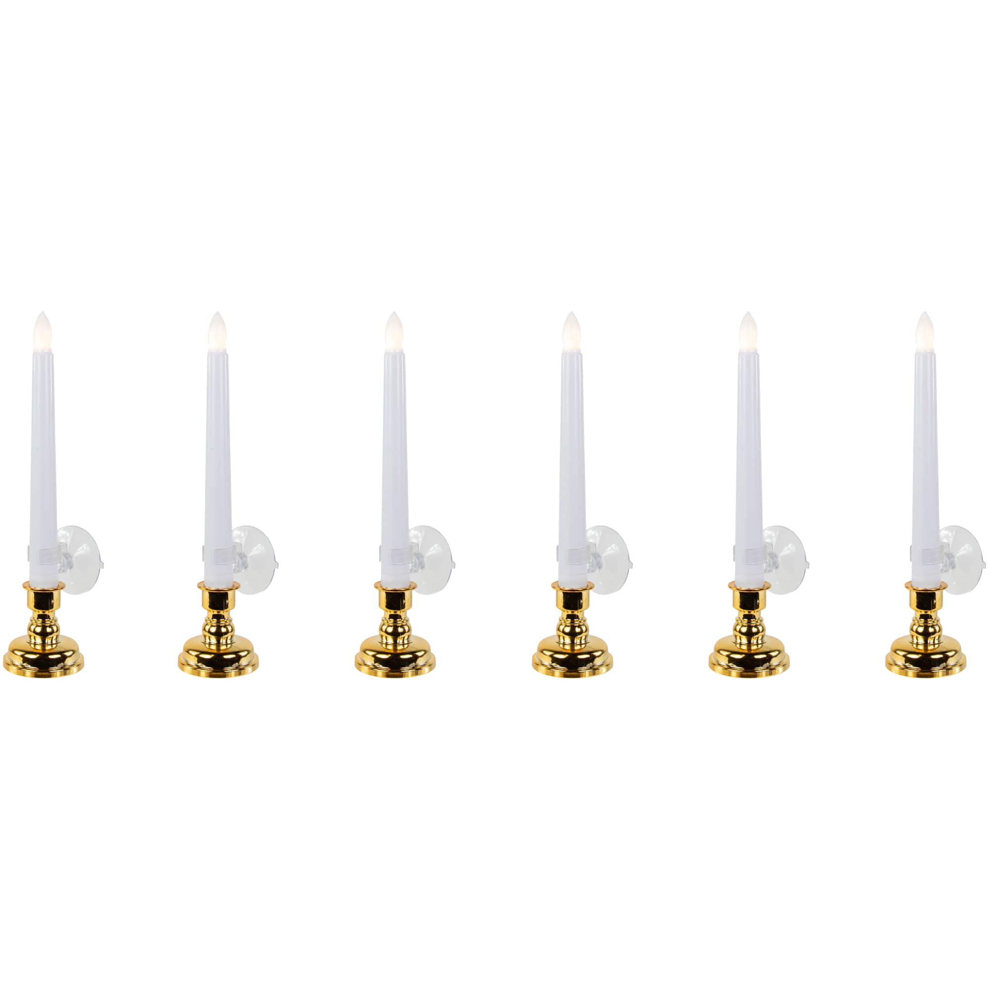 Single Light Window Candles with Remote and Timer - 10" - White - Set of 6