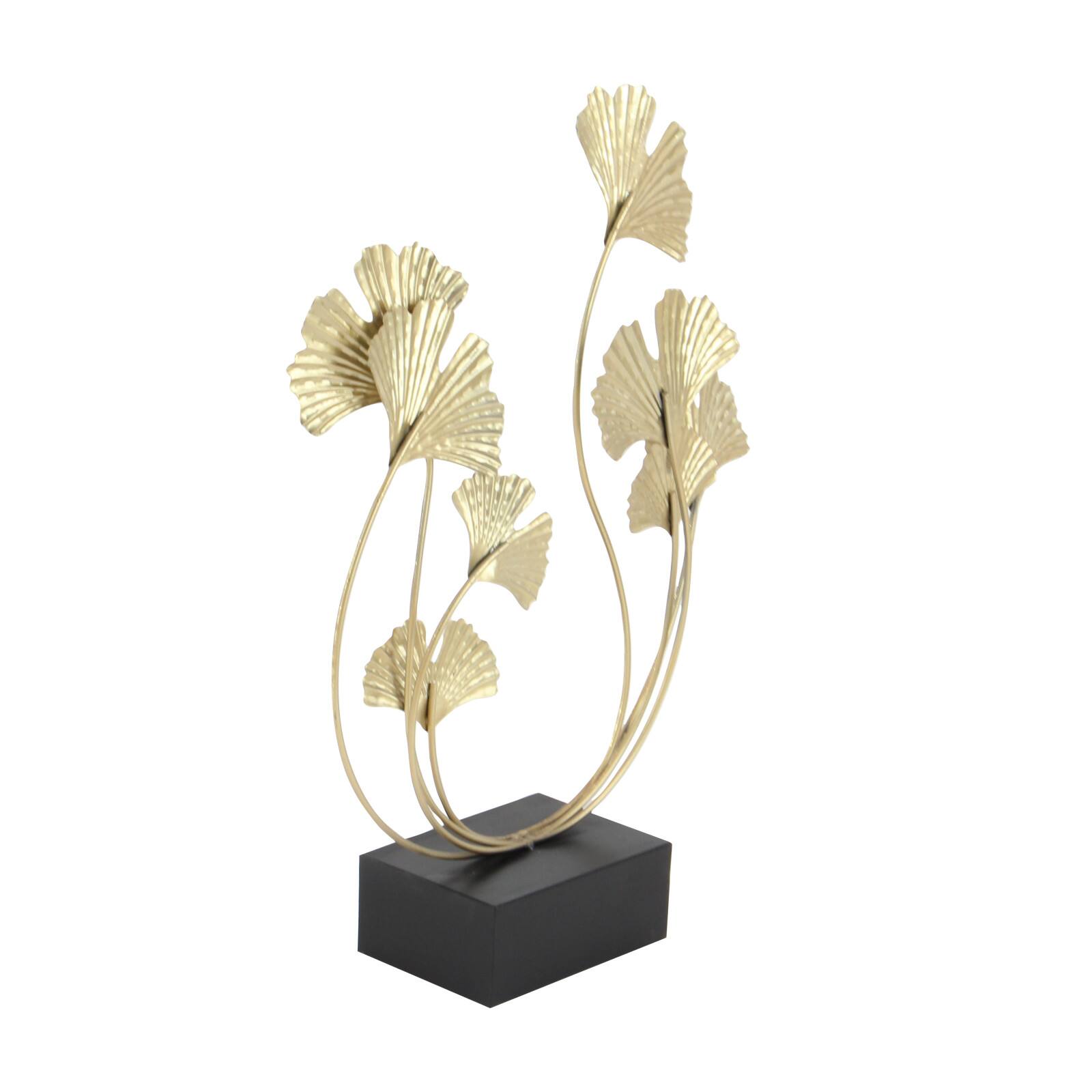 22&#x22; Gold Metal Modern Nature Sculpture