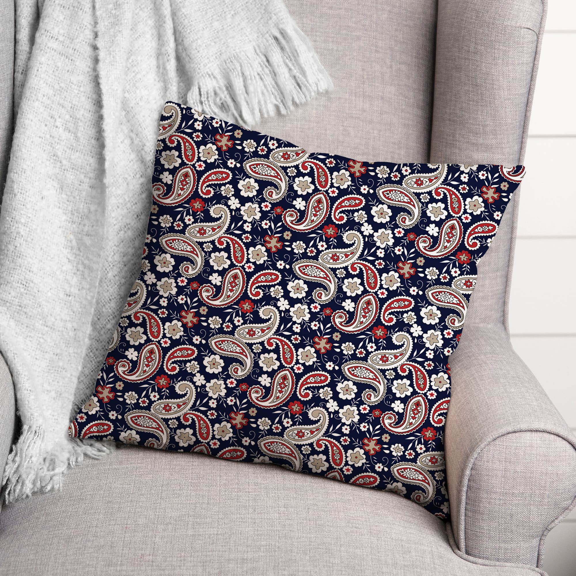 Patriotic Paisley Throw Pillow