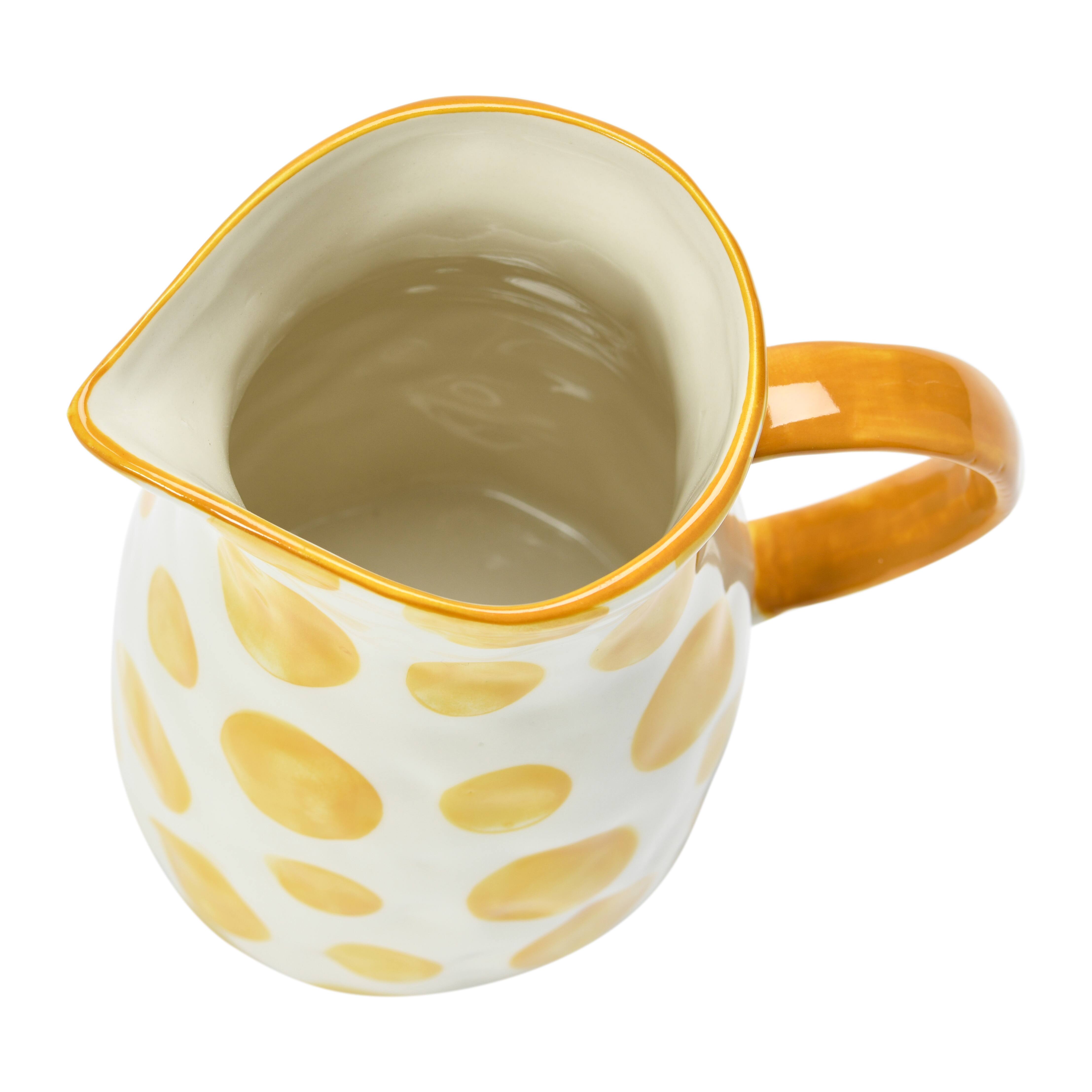 Hello Honey® 8.2" White & Yellow Stoneware Pitcher