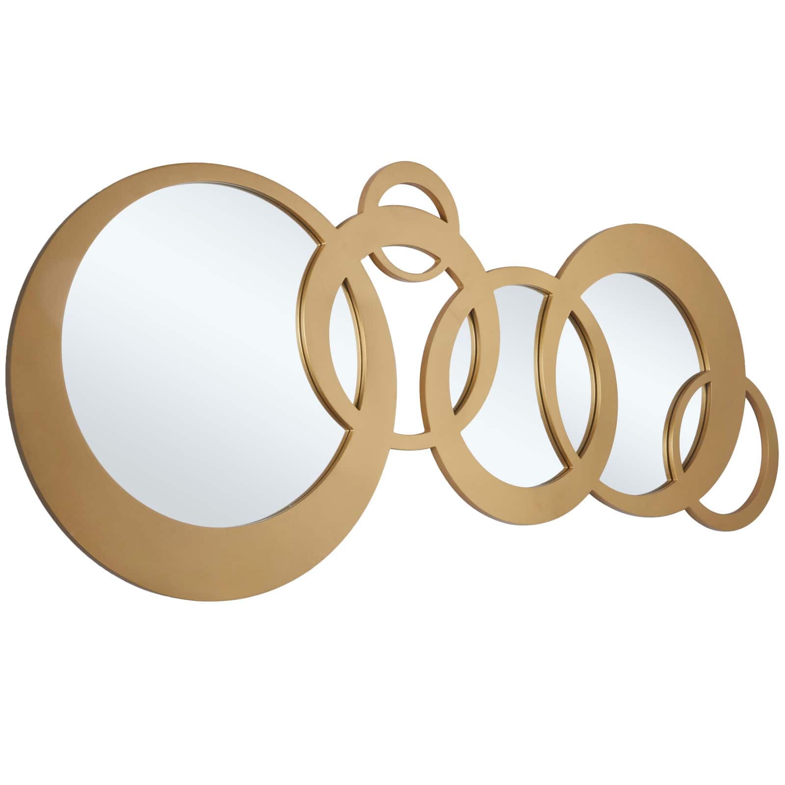 Gold Wood Circles Geometric Wall Mirror 56&#x22; x 1&#x22; x 23&#x22;