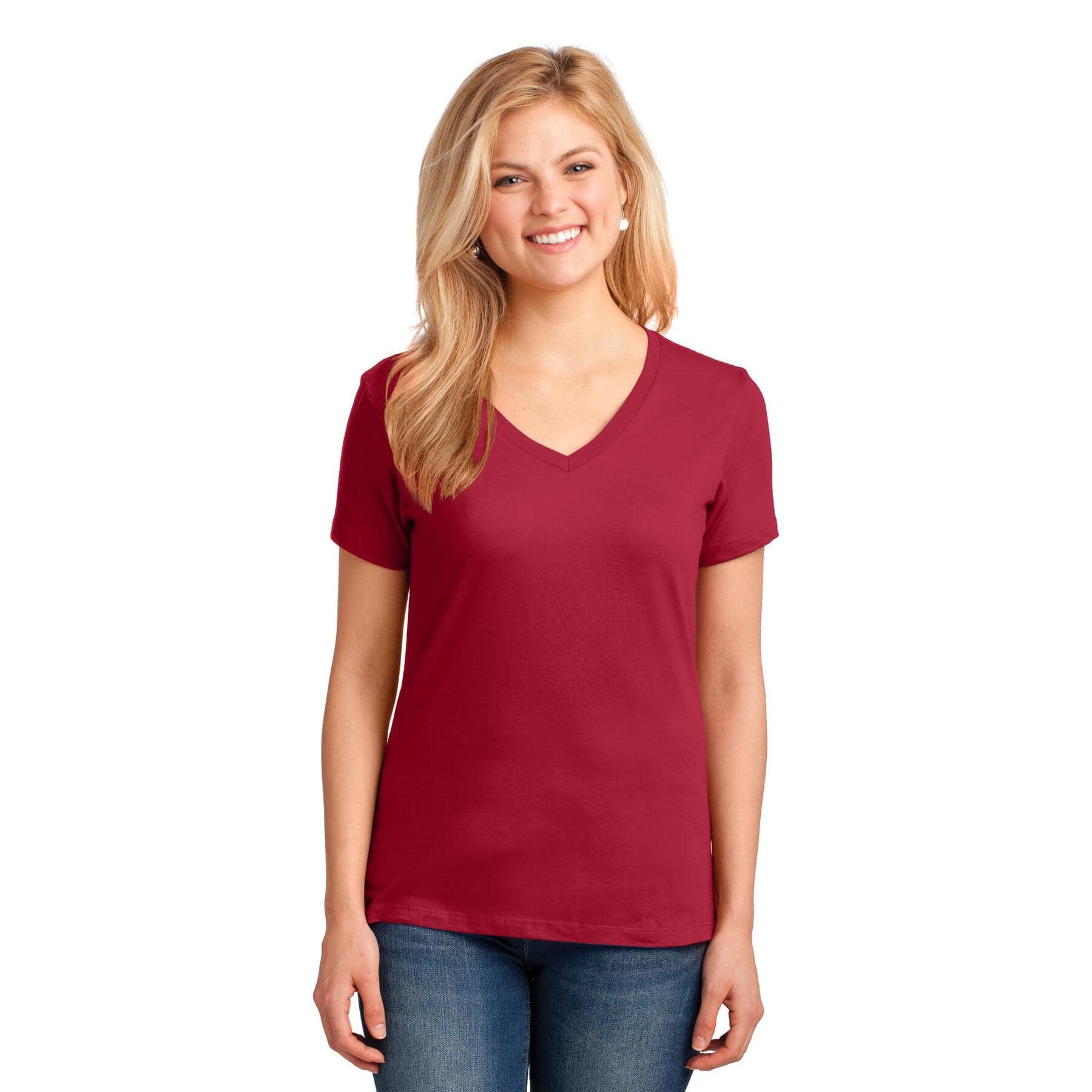 Port & Company® Brights Core Cotton V-Neck Ladies T-Shirt
