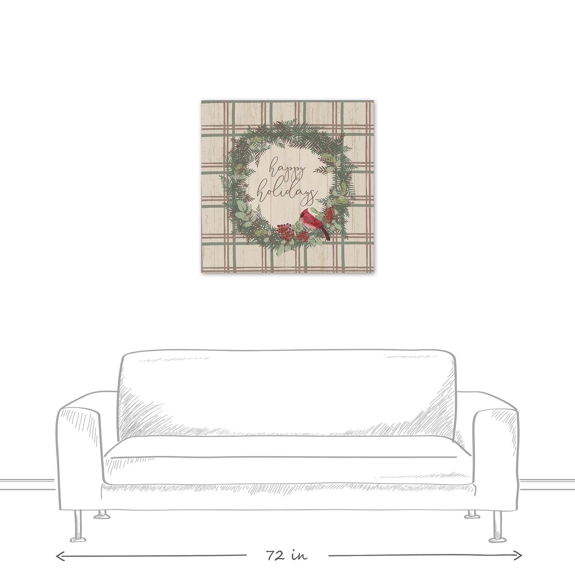 Happy Holidays Plaid Canvas Wall Art