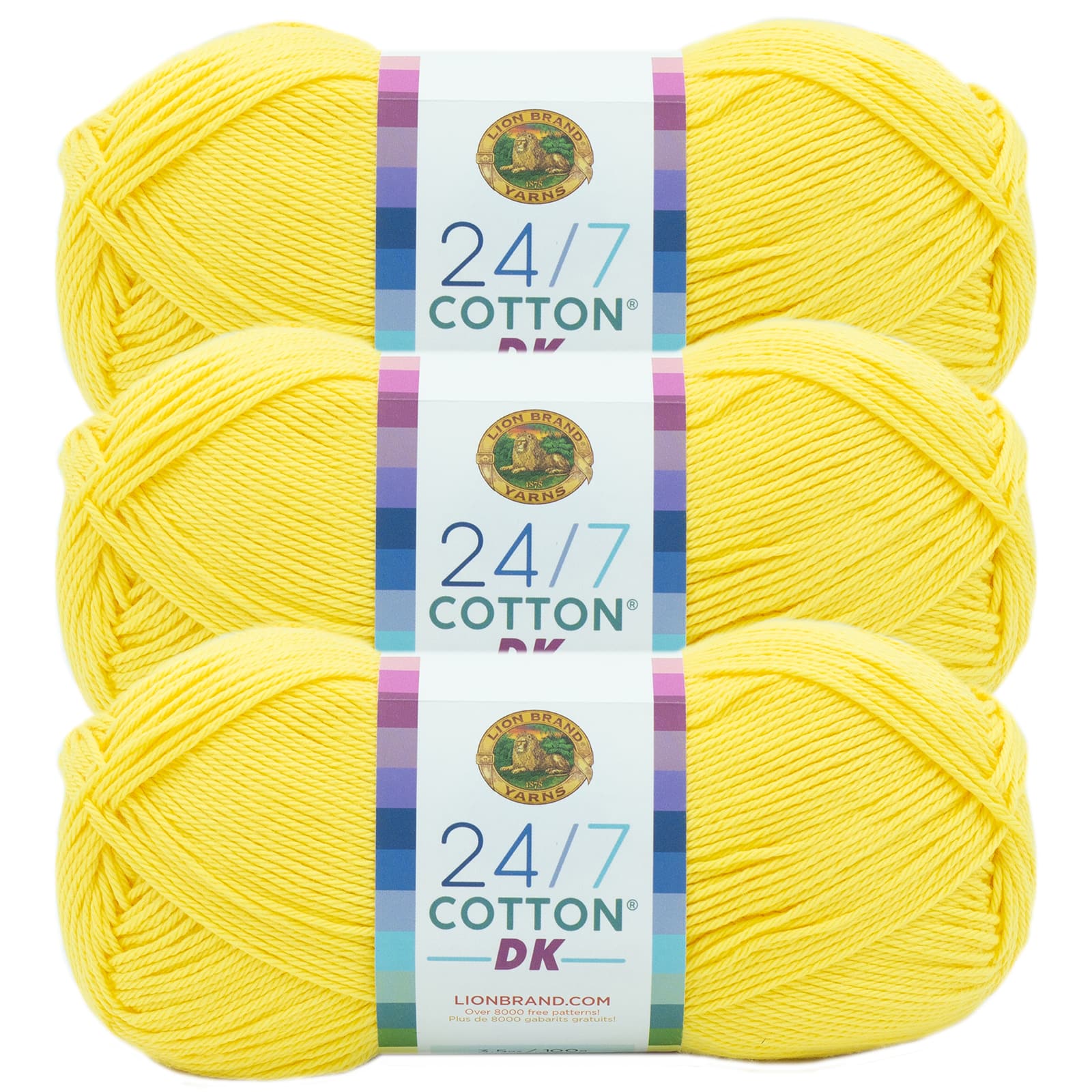 3 ct Lion Brand 24/7 Cotton Dk Yarn in Lemon Drop | 3.5 | Michaels