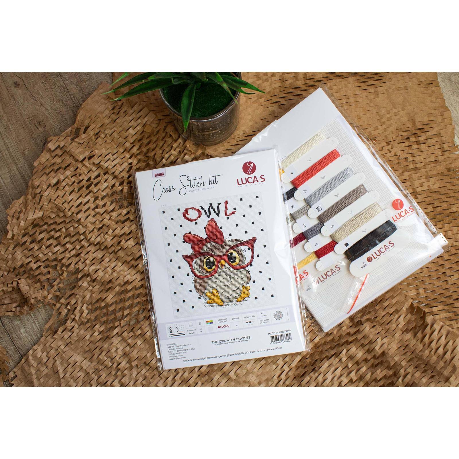 Luca-S The Owl with Glasses Counted Cross Stitch Kit