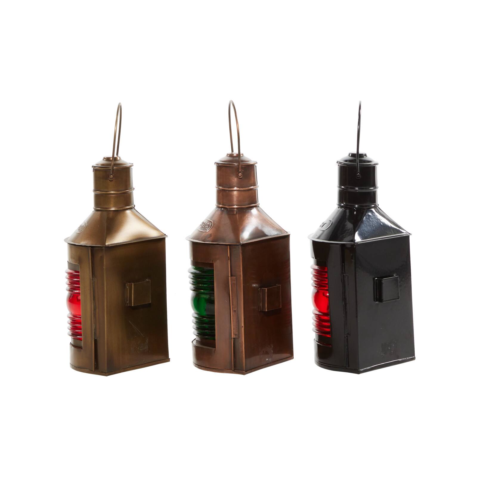 Set of 3&#x22; Multi Colored Metal Rustic Lantern, 5&#x22; x 11&#x22;