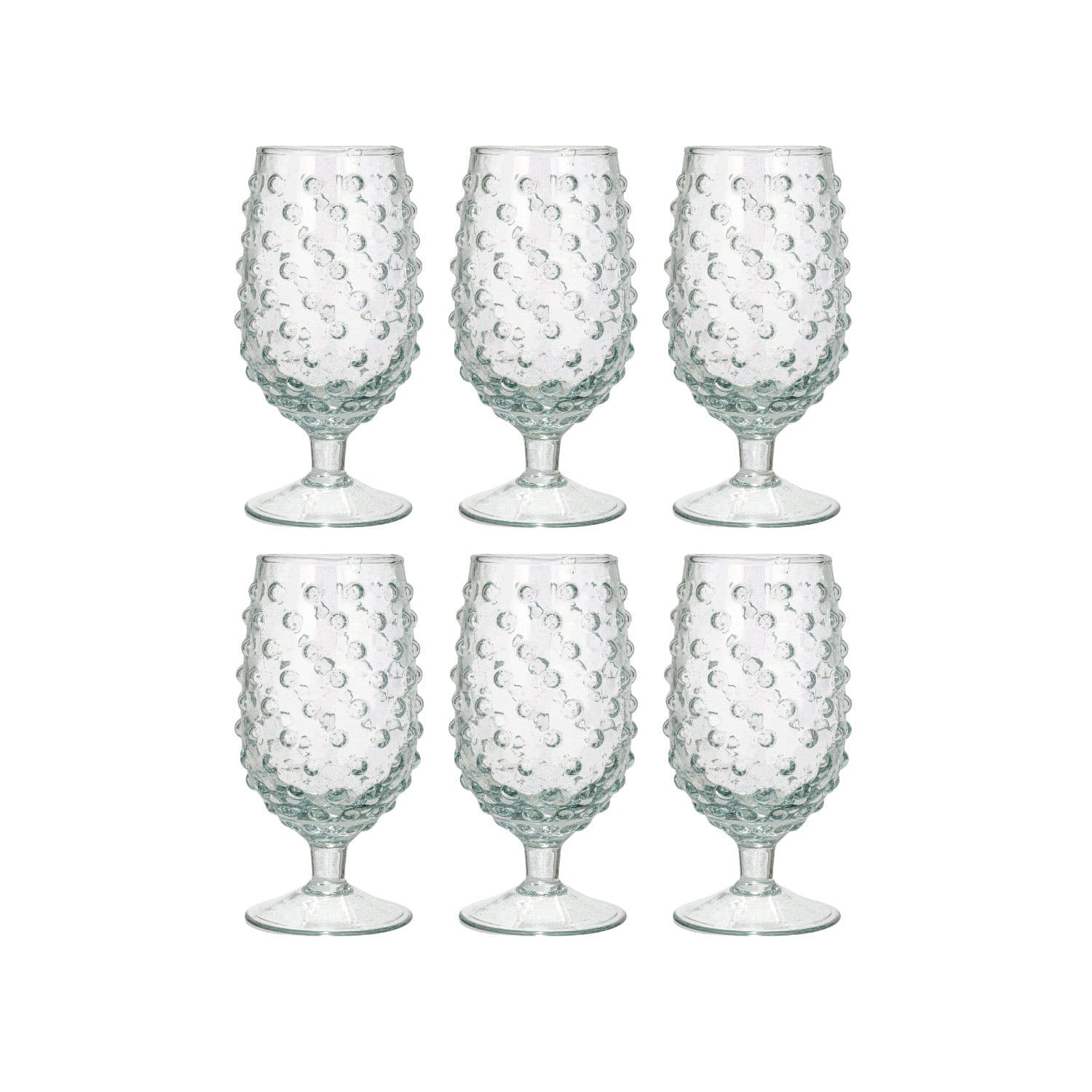 Hello Honey® 12oz. Clear Glass Hobnail Stemmed Drinking Glass Set, 6ct.