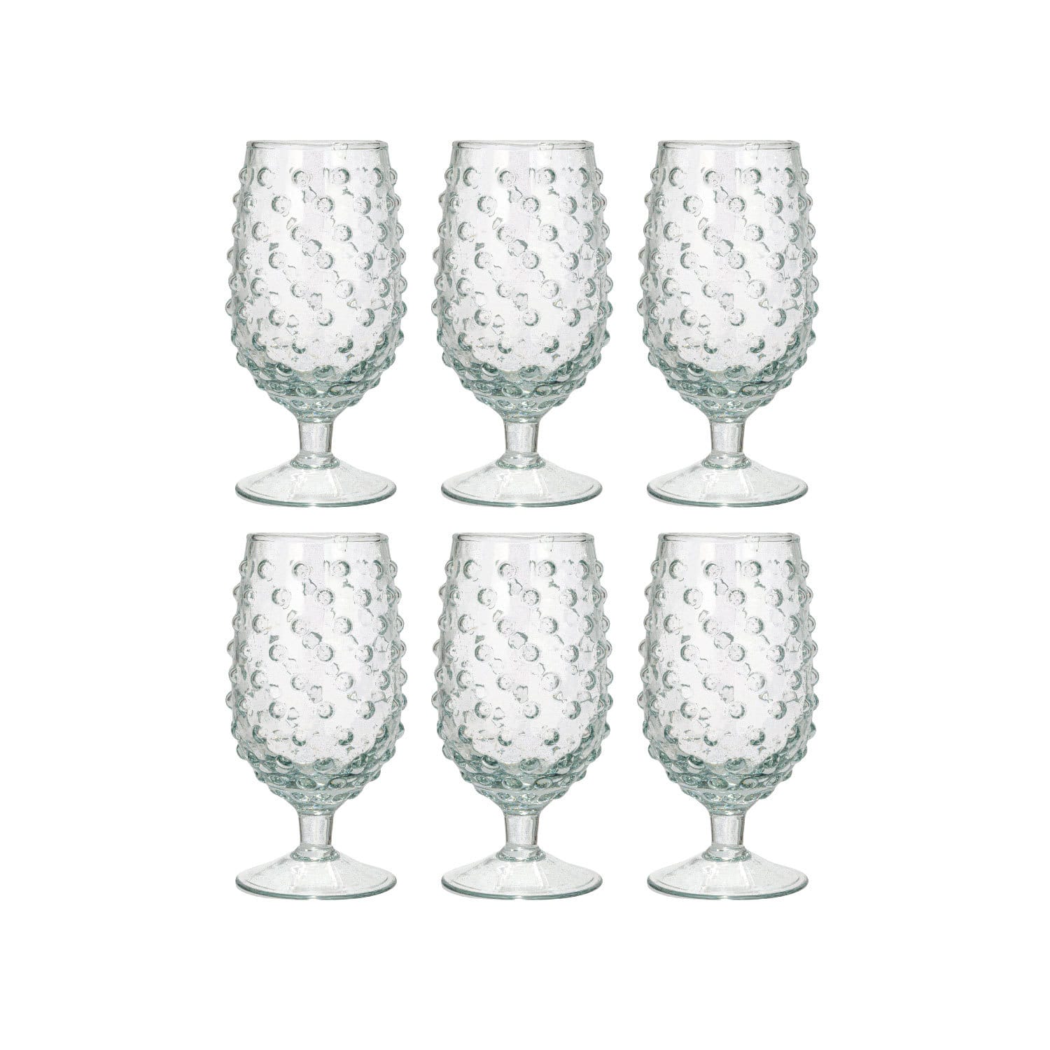 12oz. Clear Glass Hobnail Stemmed Drinking Glass Set, 6ct.