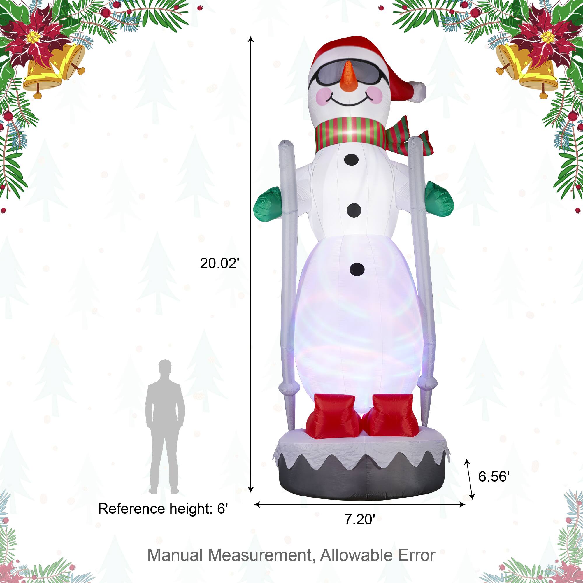 Glitzhome® 20FT Giant Lighted Inflatable Disco Skiing Snowman