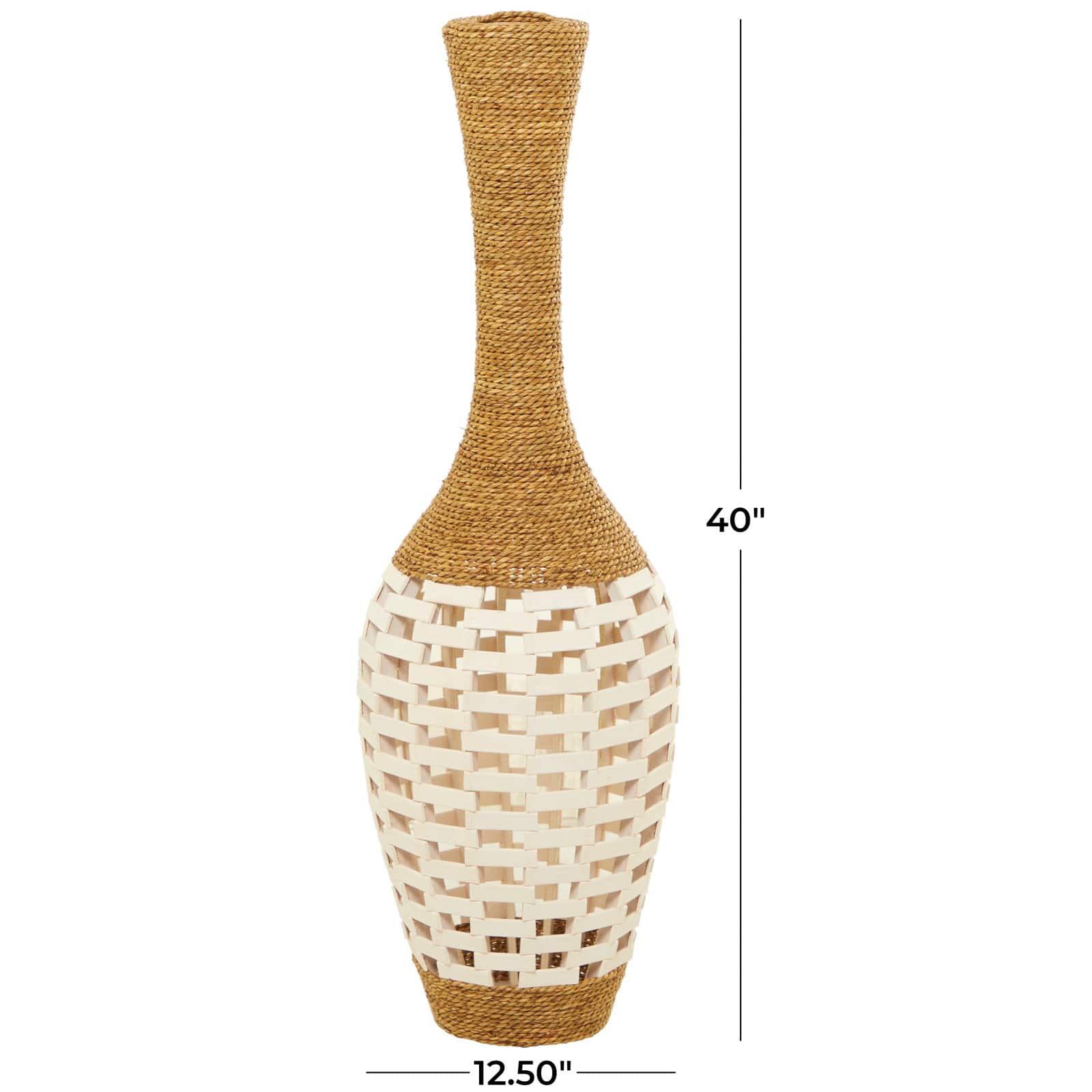 White Seagrass Handmade Tall Woven Floor Vase 13" x 13" x 40"