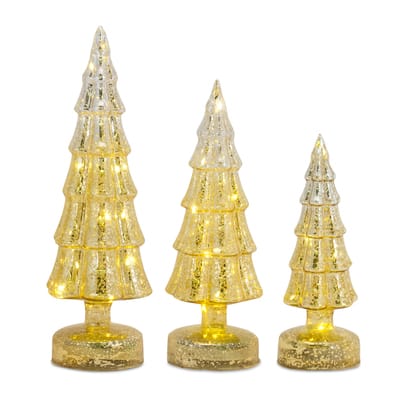 Gold Ombre LED Glass Christmas Tree Set, 8