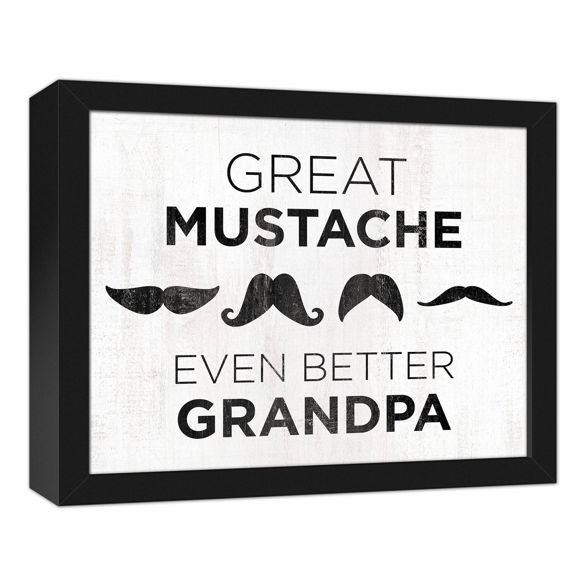 Great Mustache Grandpa Black Framed Canvas
