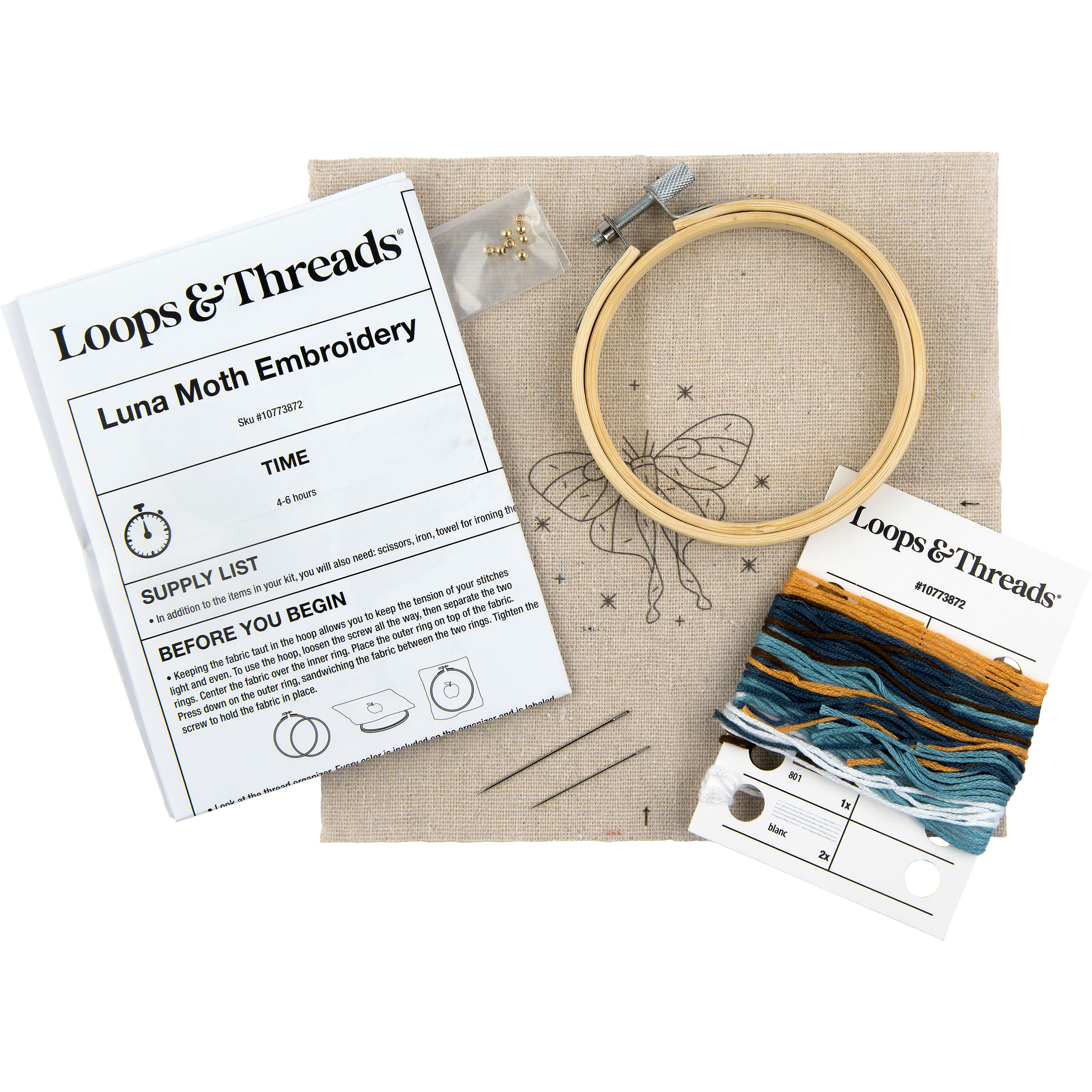 3.5&#x22; Luna Moth Embroidery Kit by Loops &#x26; Threads&#xAE;
