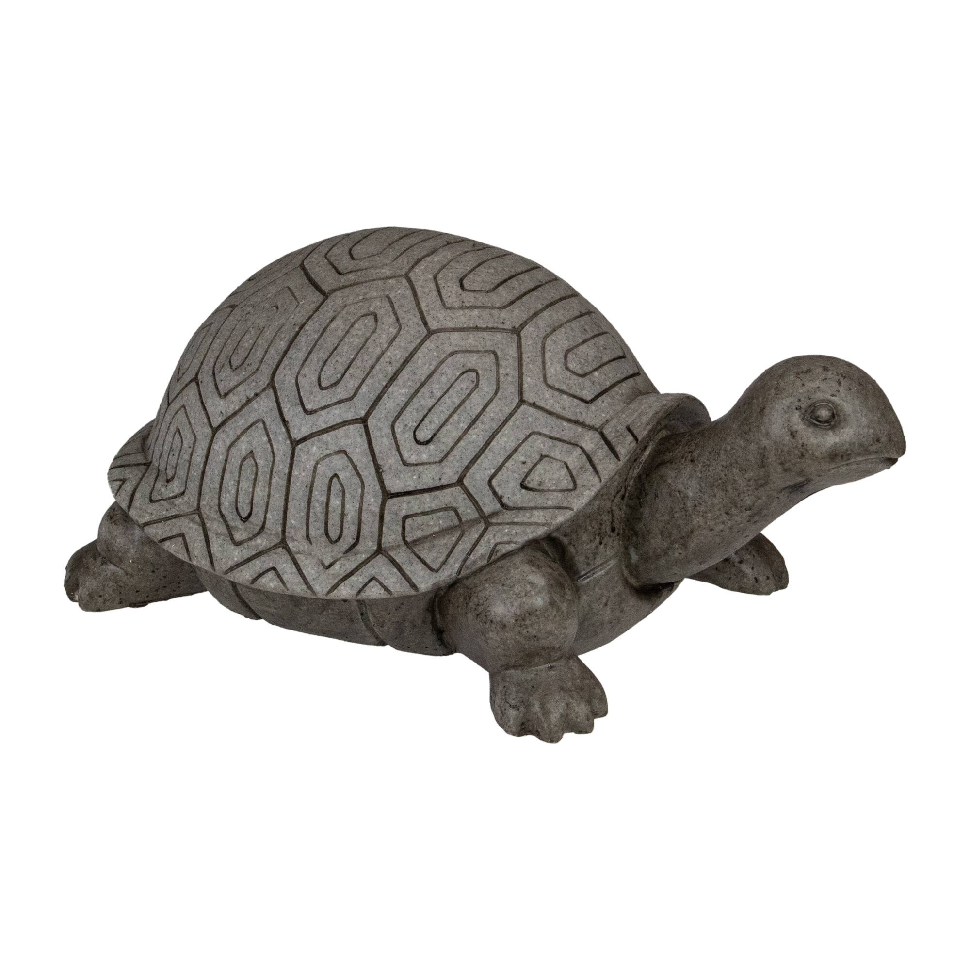 11.75&#x22; Polished Gray Turtle Outdoor Garden Statue