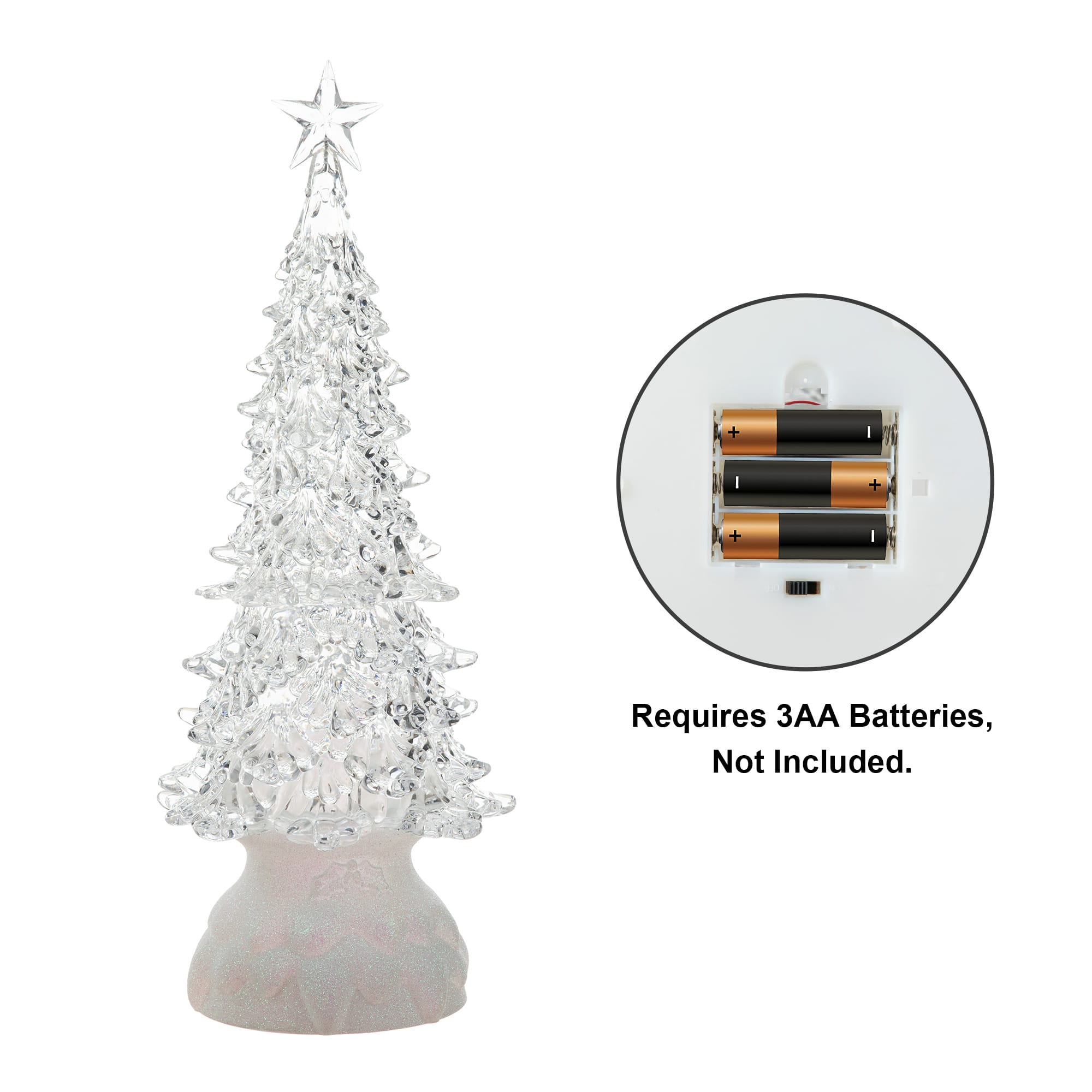 Glitzhome&#xAE; 18.5&#x22; Lighted Acrylic Rotating Christmas Table Tree