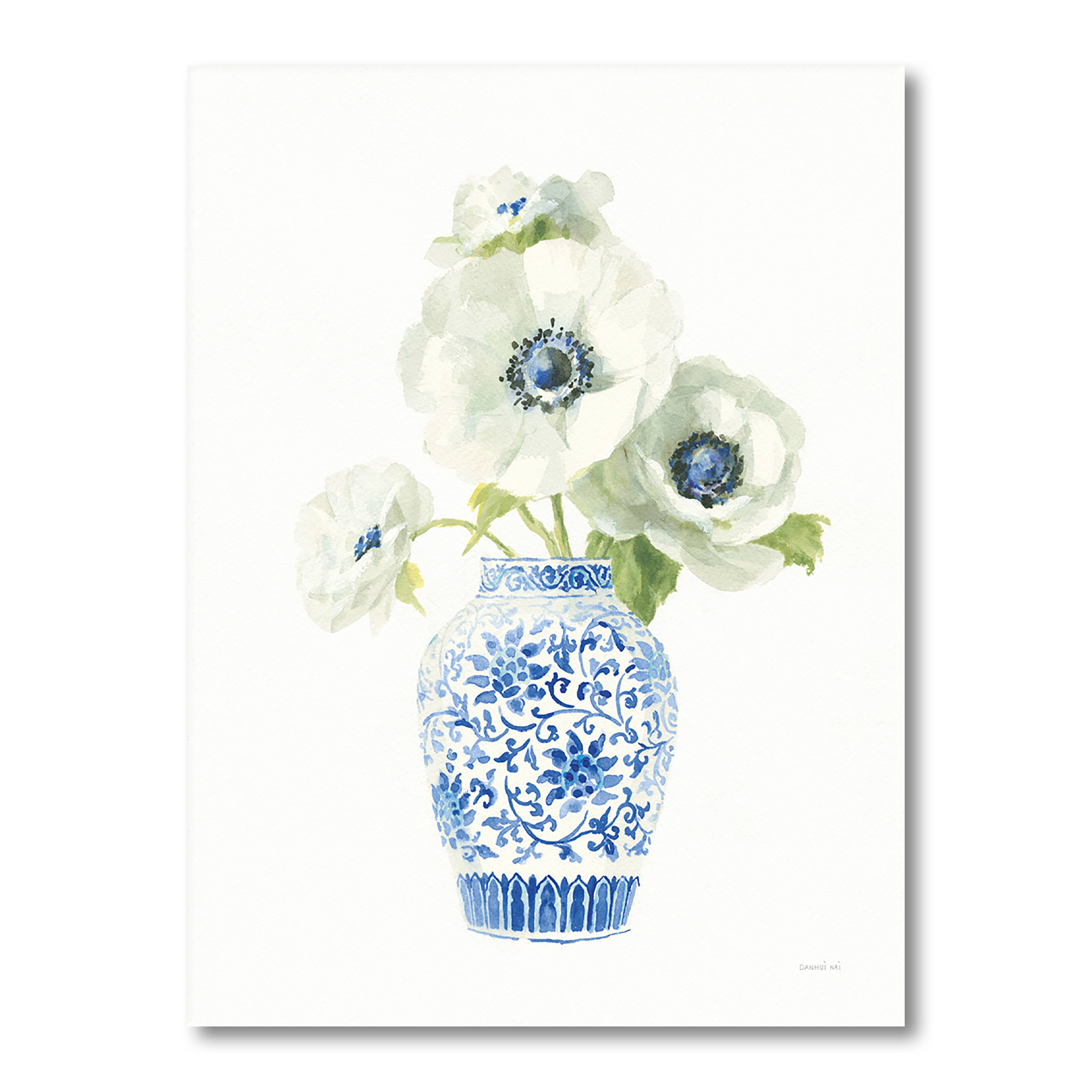  Designart - Floral Chinoiserie White II - Cottage Canvas Wall Art