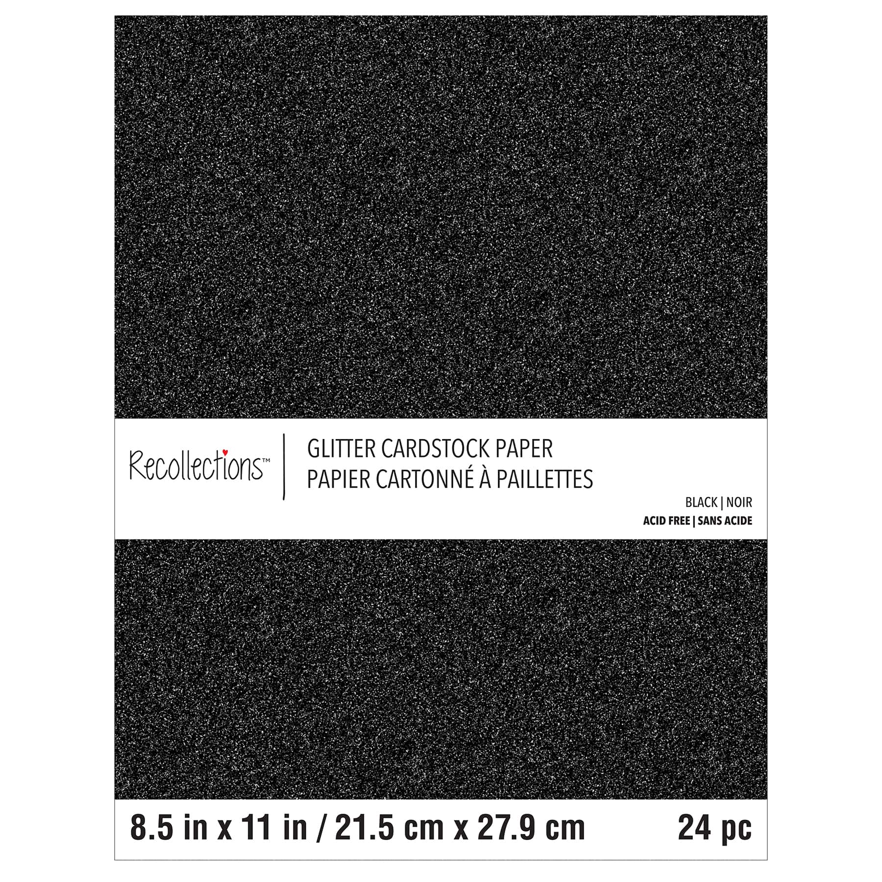 Black Glitter 8.5&#x22; x 11&#x22; Cardstock Paper by Recollections&#x2122;, 24 Sheets
