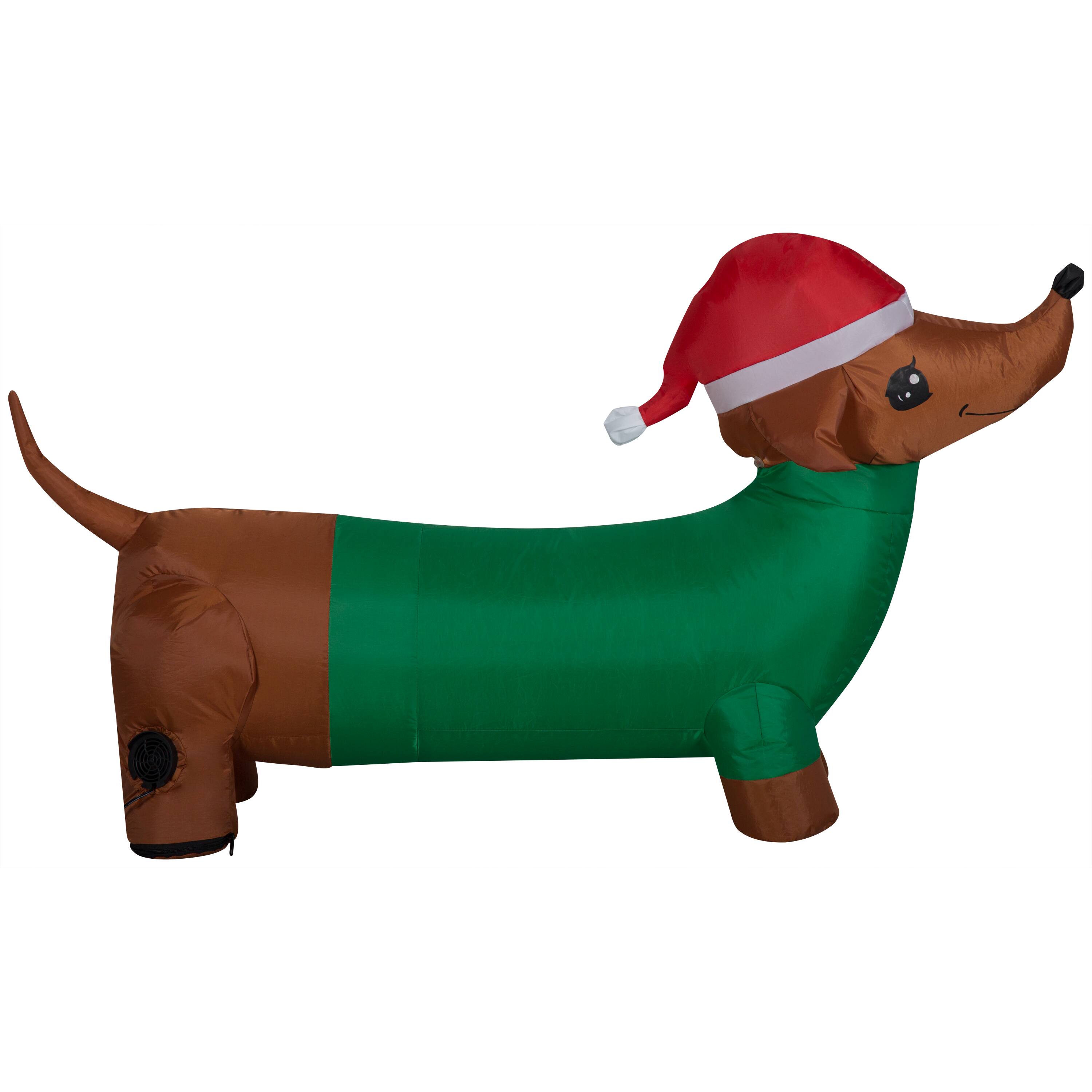 4ft. Airblown&#xAE; Inflatable Christmas Dachshund with Green Sweater