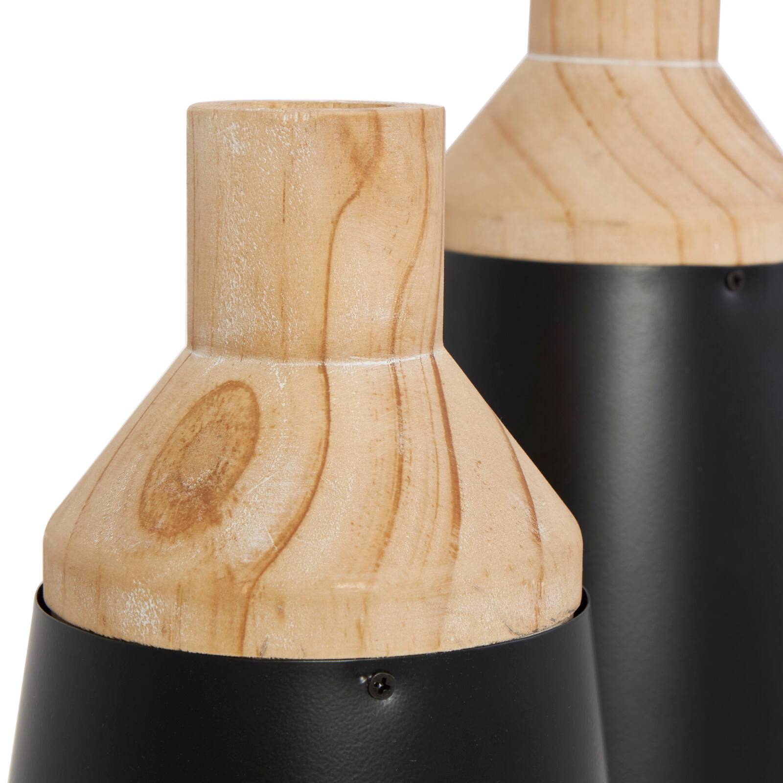 Black Wood Triangular Colorblock Vase Set