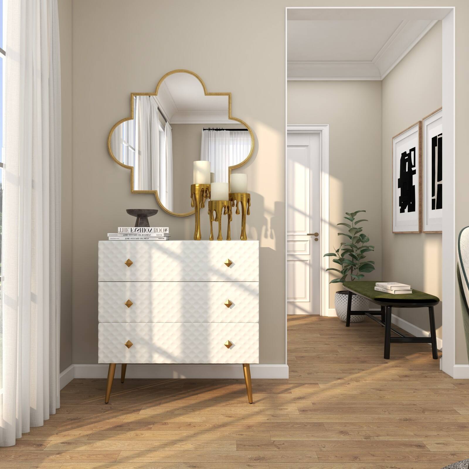 CosmoLiving by Cosmopolitan Gold Aluminum Pillar Candle Holder with Dripping Melting Designed Legs Set