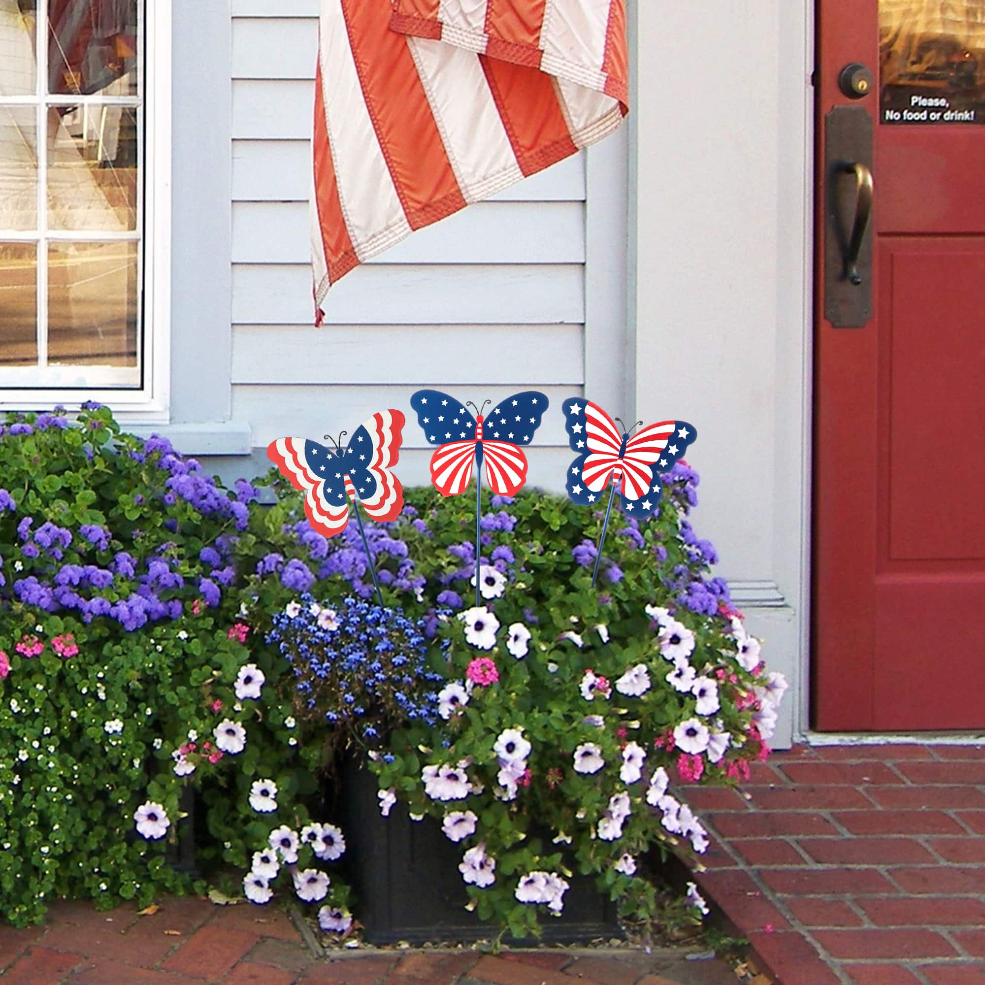 Glitzhome&#xAE; 24&#x22; Patriotic Butterfly Yard Stake Set