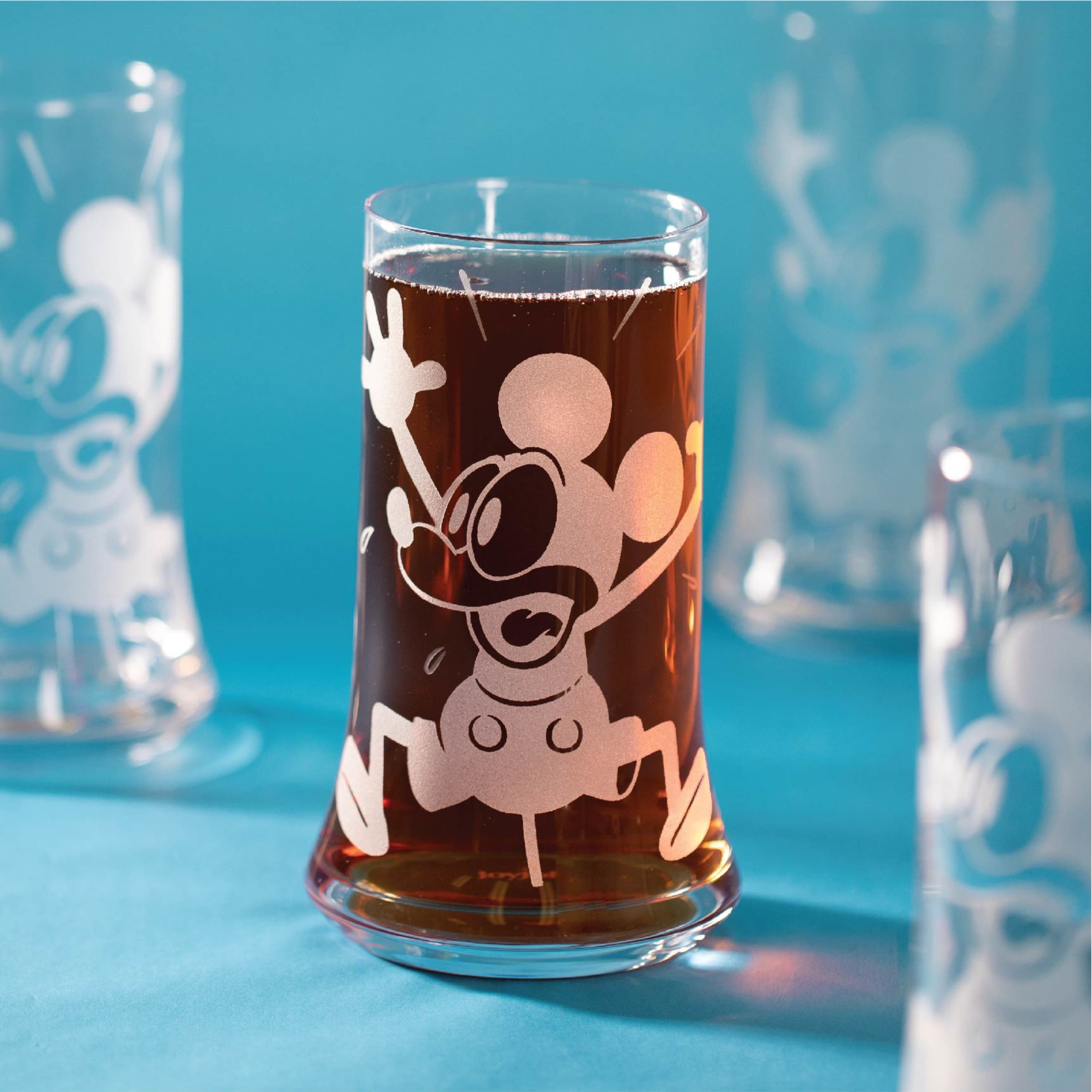 Disneyland Paris Mickey Mouse Clear Drinking Glass Cup Hi Ball