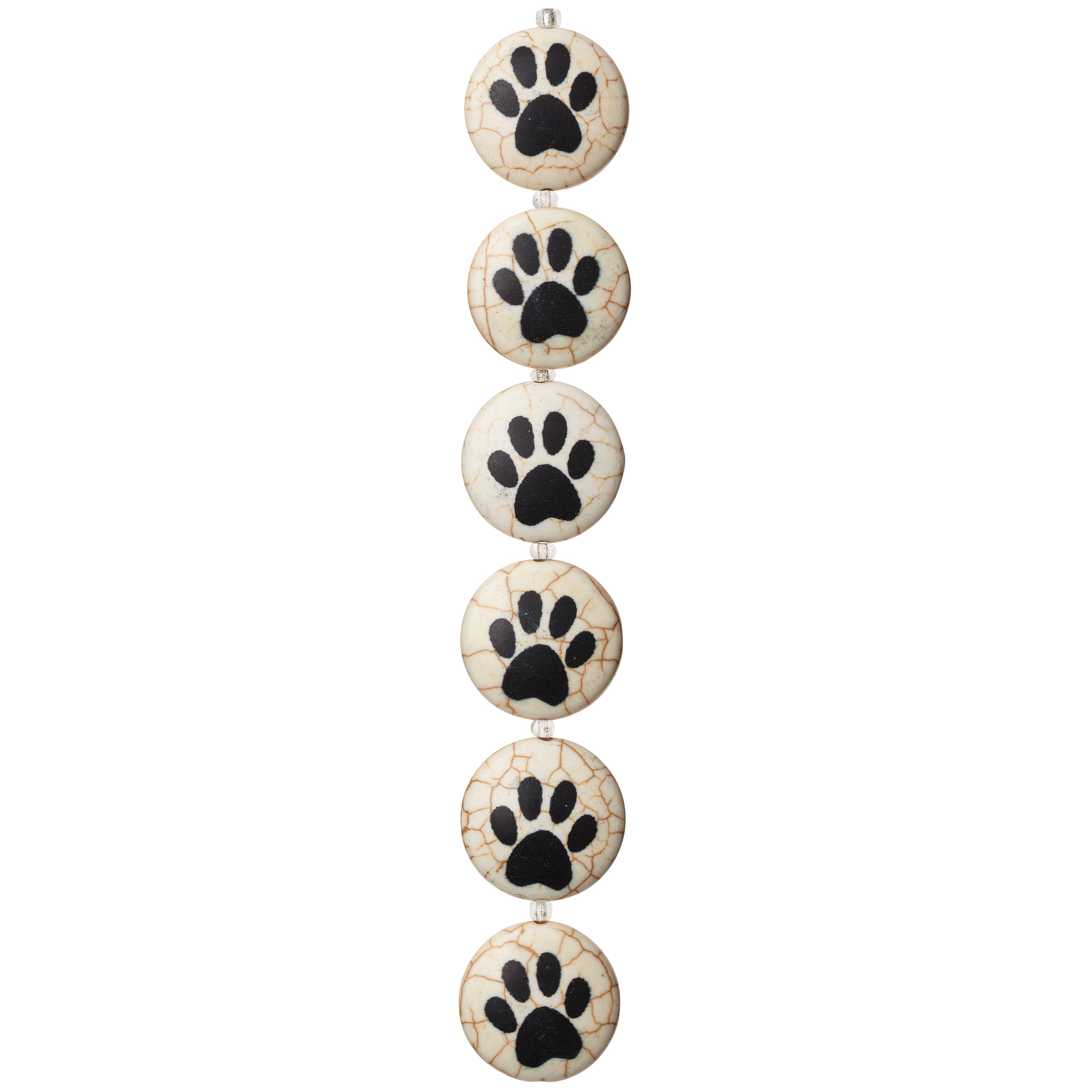 9 Packs: 6 ct. (54 total) Paw Print Reconstituted Quartzite Lentil Beads, 24mm by Bead Landing™