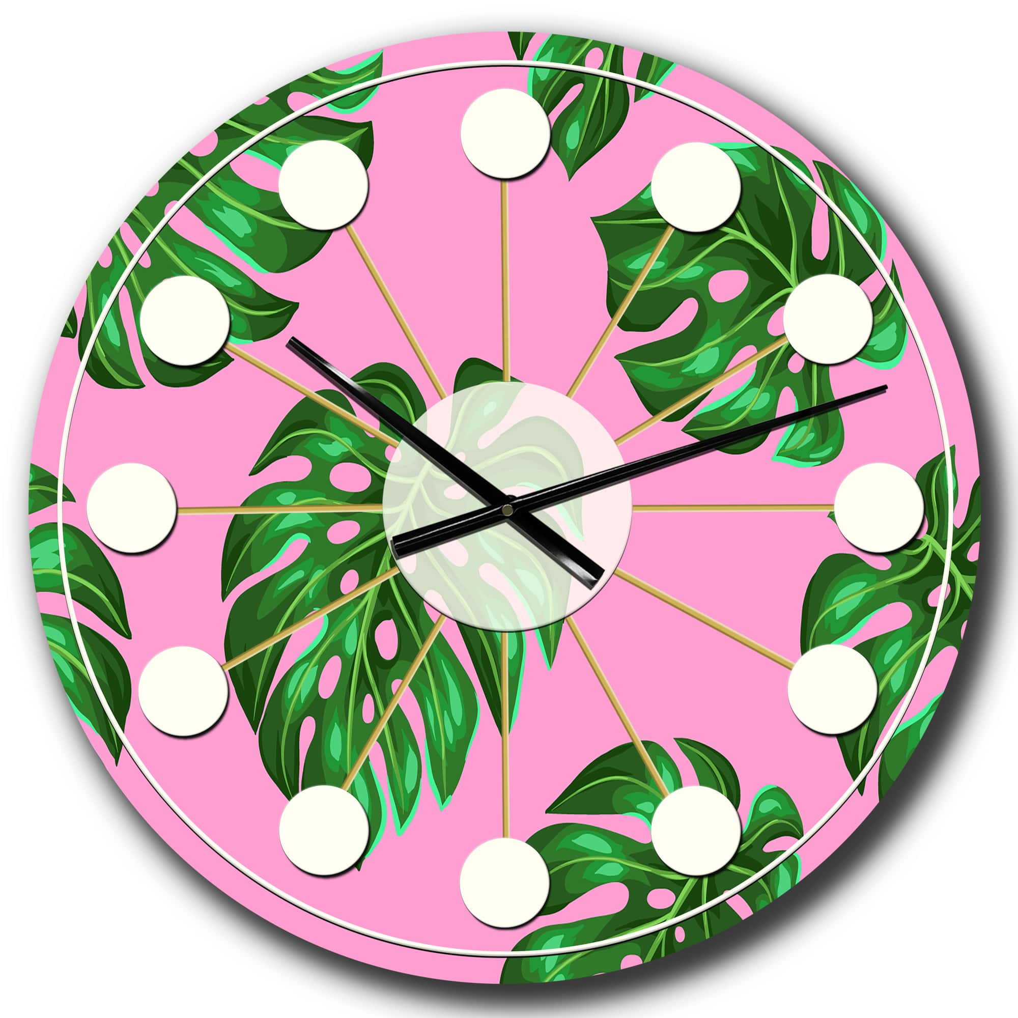 Designart &#x27;Tropical Palm Leaves Iii Mid-Century Modern Wall Clock