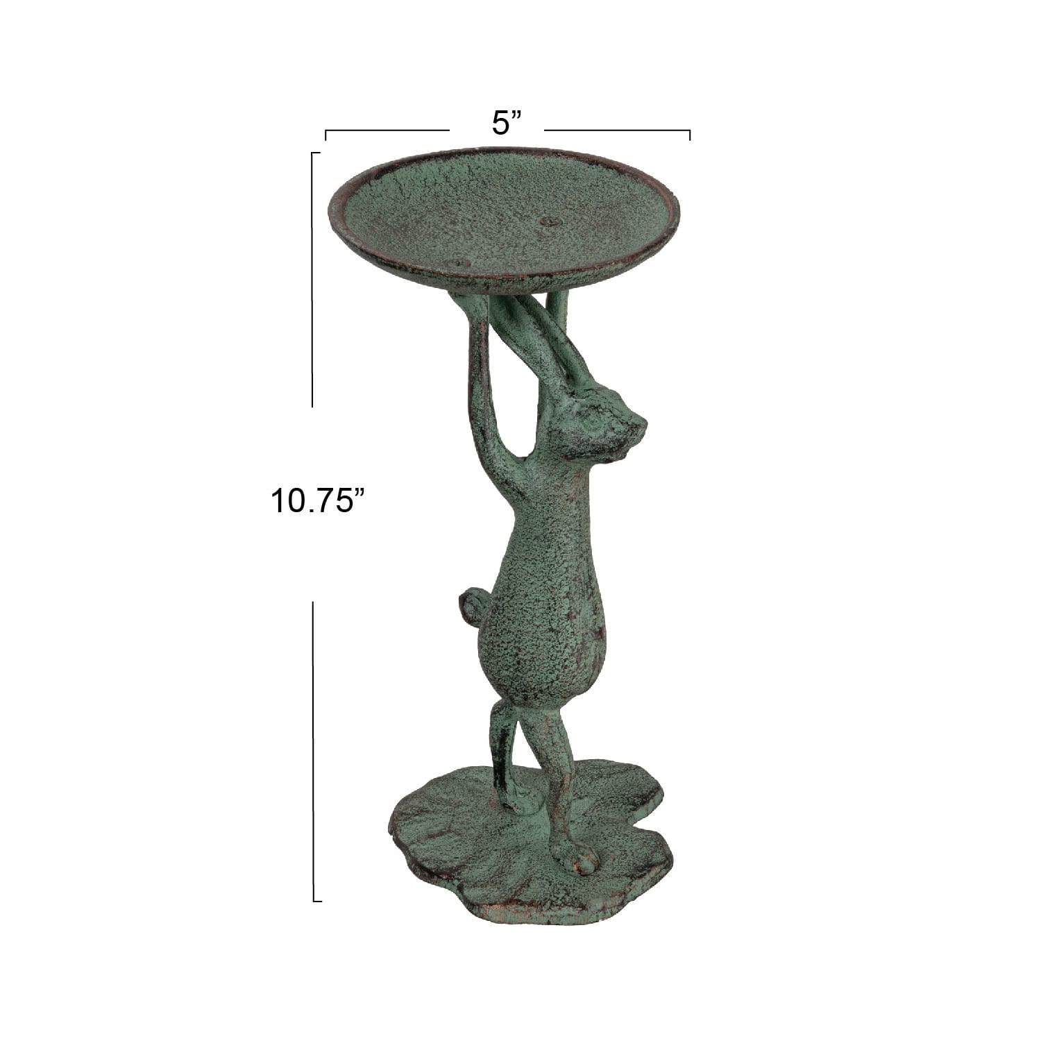 Hello Honey® 10.8" Patina Finish Cast Iron Rabbit Pillar Candle Holder