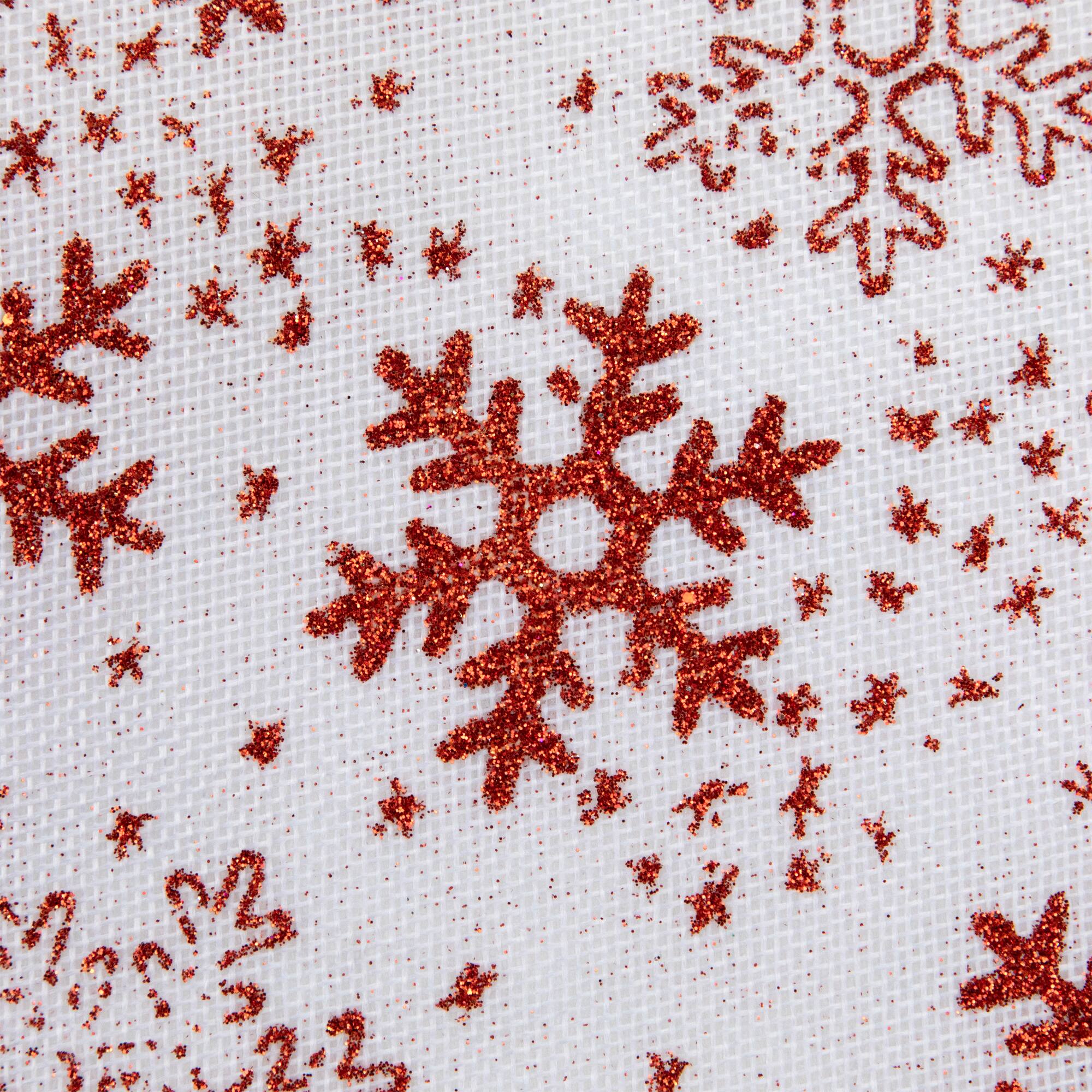 20" White & Red Glitter Snowflake Mini Tree Skirt