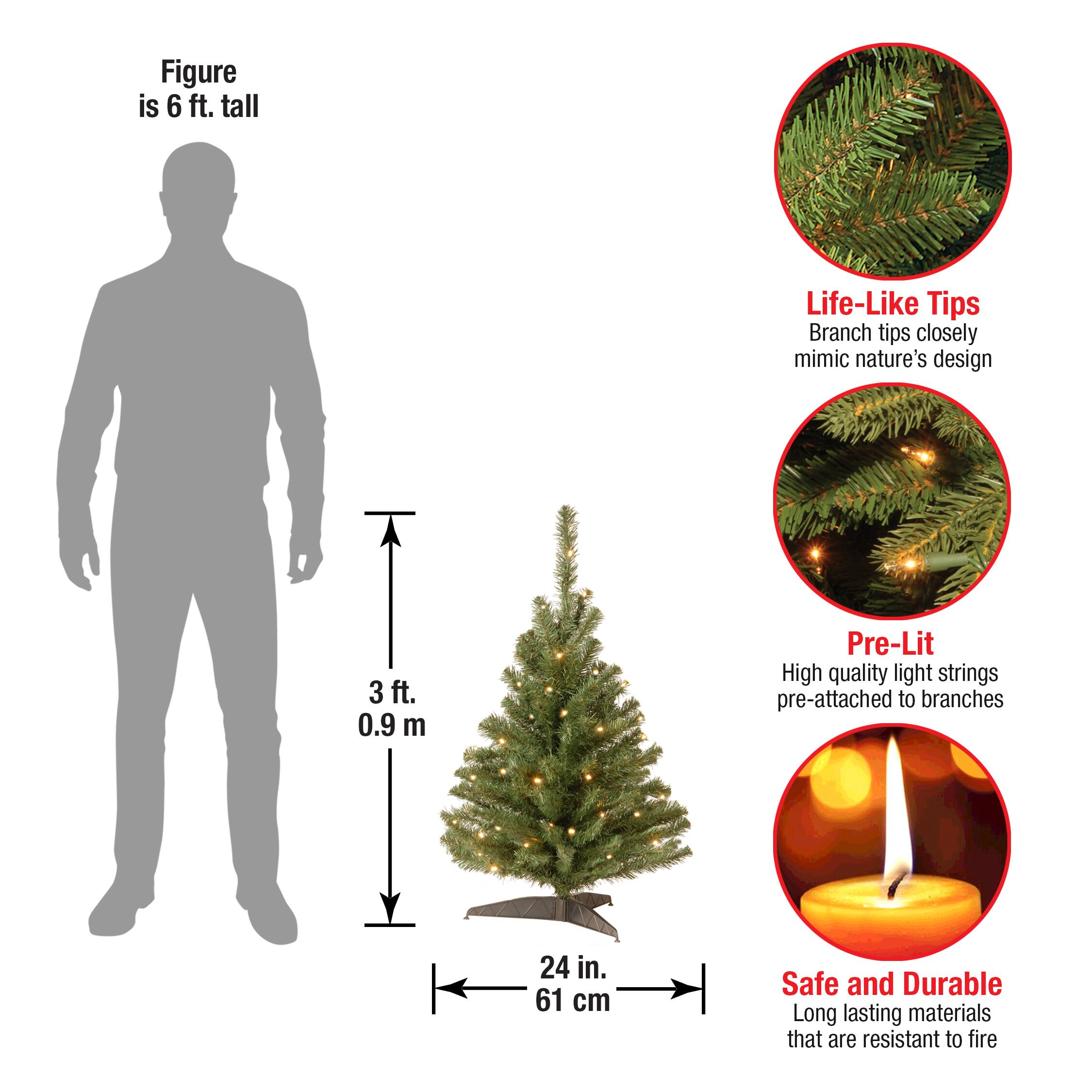 3ft. Pre-Lit Kincaid Spruce Artificial Christmas Tree, Clear Lights