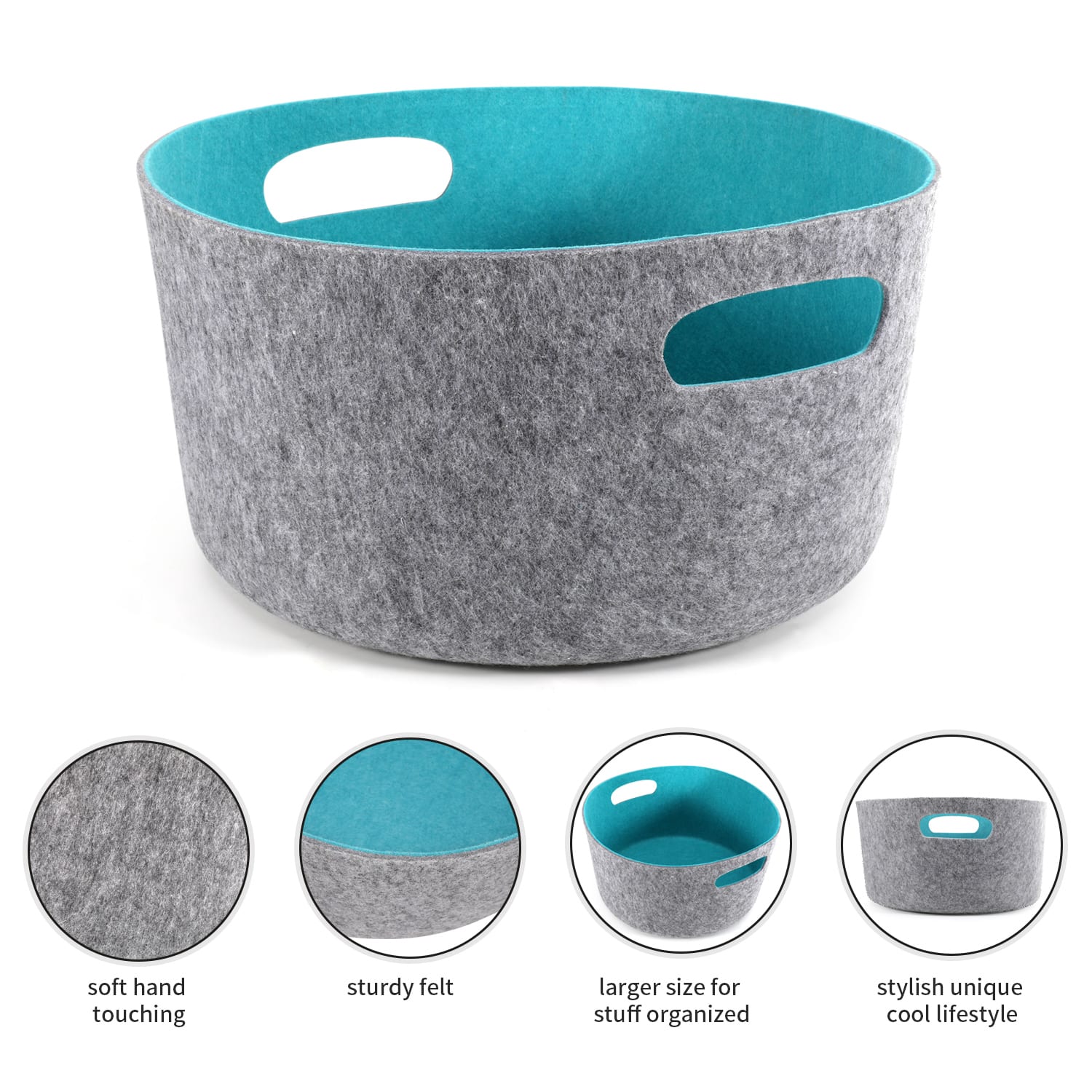 Welaxy 15&#x22; Felt Round Basket