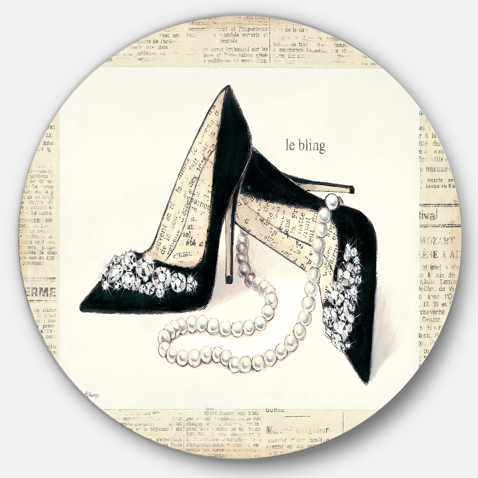 Designart - Chic Galm Closet I - Glam Metal Circle Wall Art