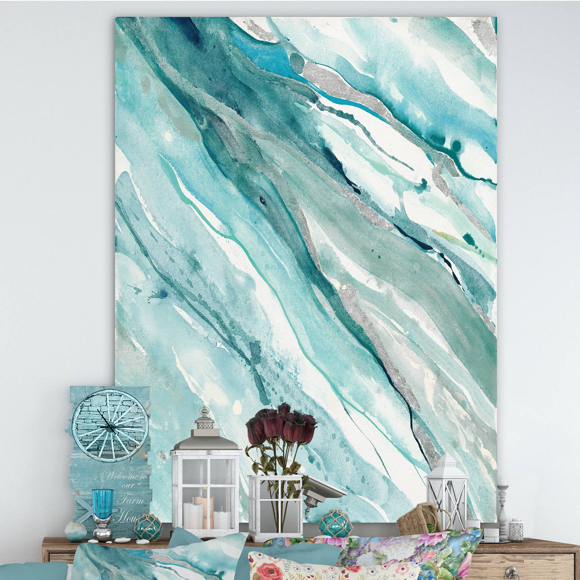 Designart - Silver Springs II Blue Green - Nautical & Coastal Canvas Artwork