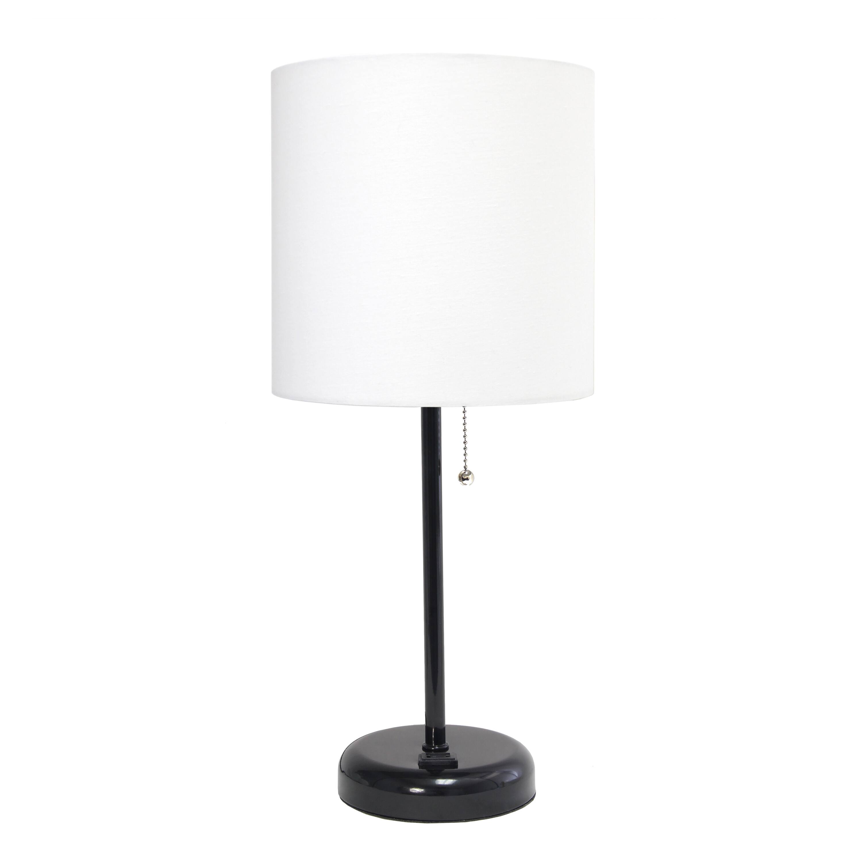 LimeLights White Shade Lamp with Charging Outlet