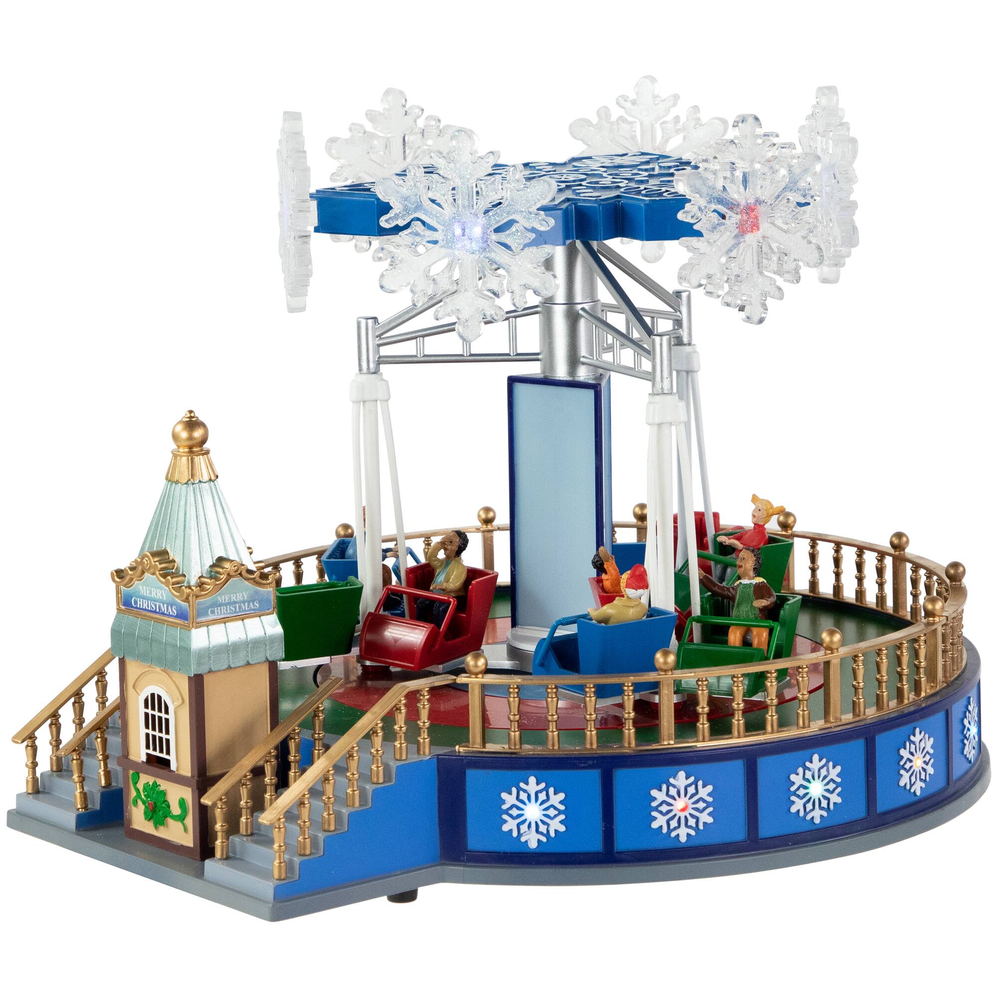 LED Lighted Animated and Musical Carnival Ride Christmas Village Display - 12&#x22;