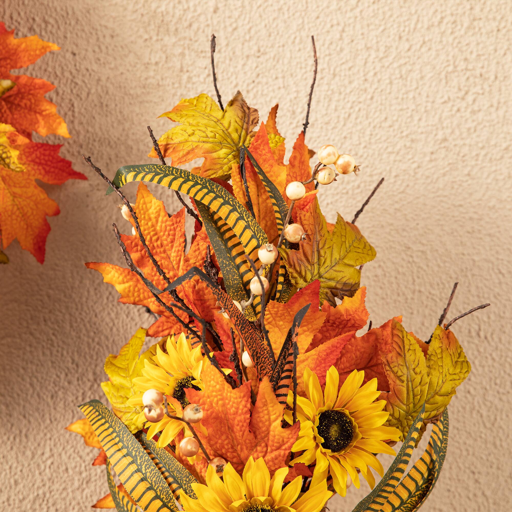 Glitzhome® 21" Fall Sunflower Leaf Table Tree