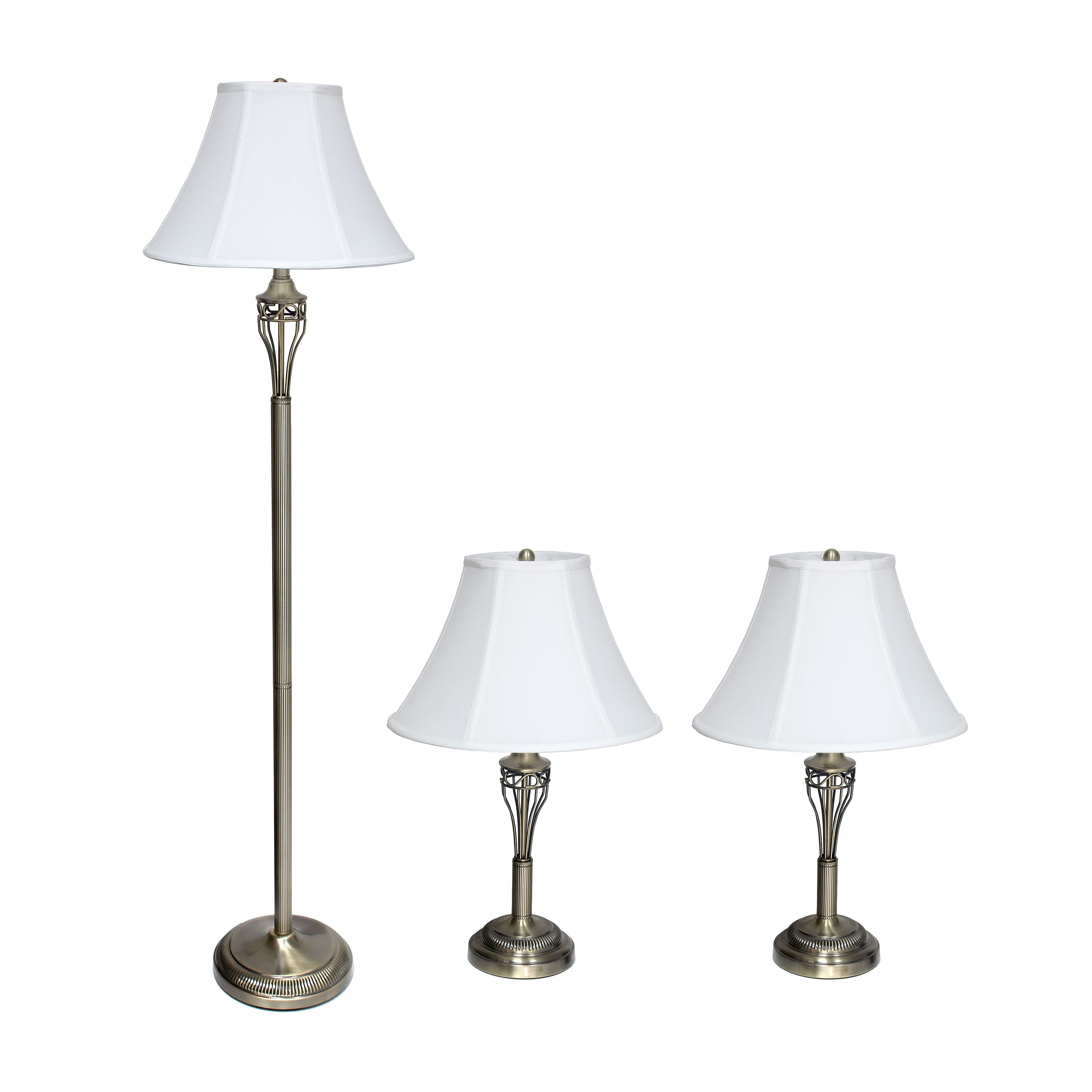 Lalia Home Antique Brass Table and Floor Lamp Set